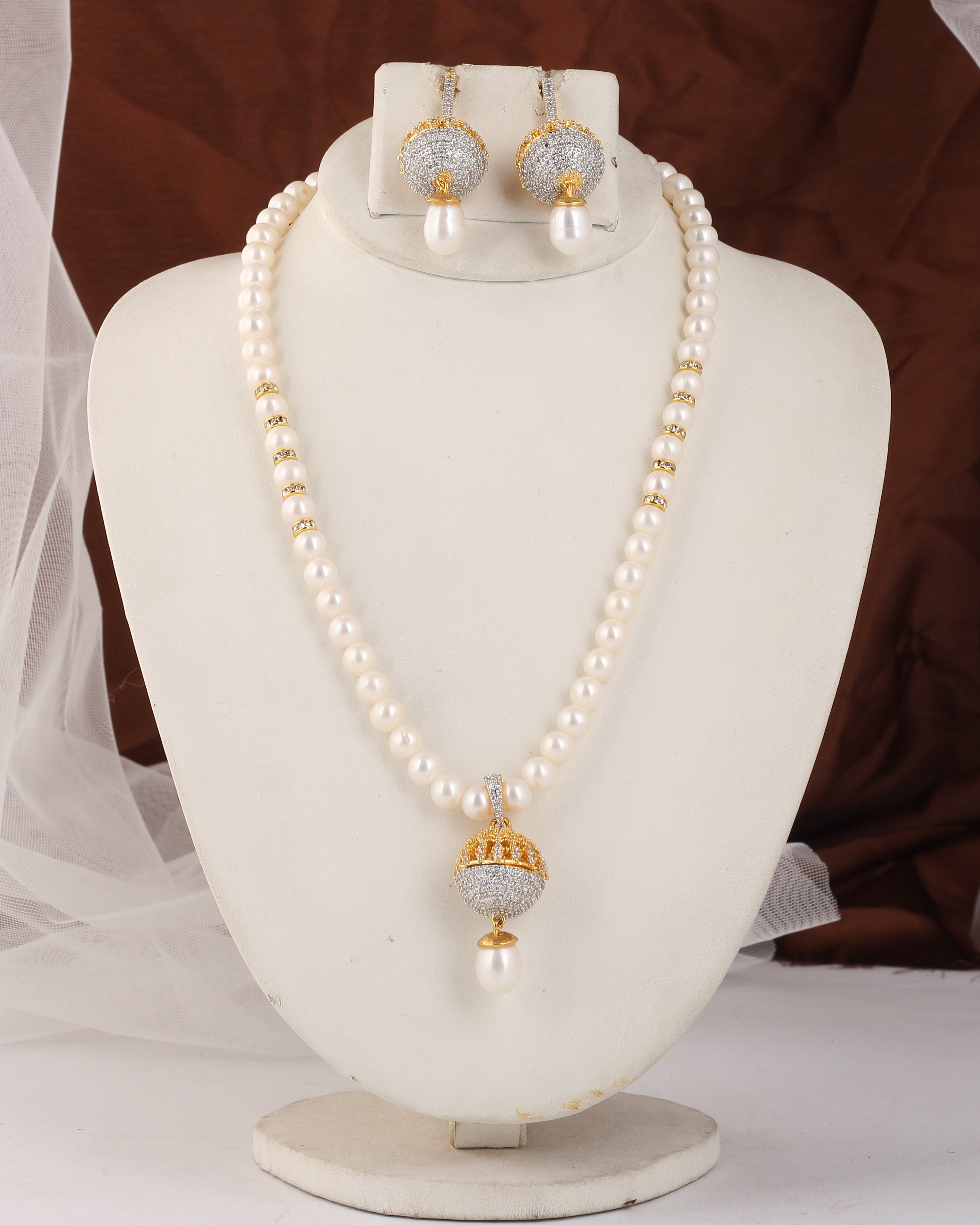 Authentic Real Natural Fresh Water Pearl Set For Women With Certificate(D.No ADPRLS2542)