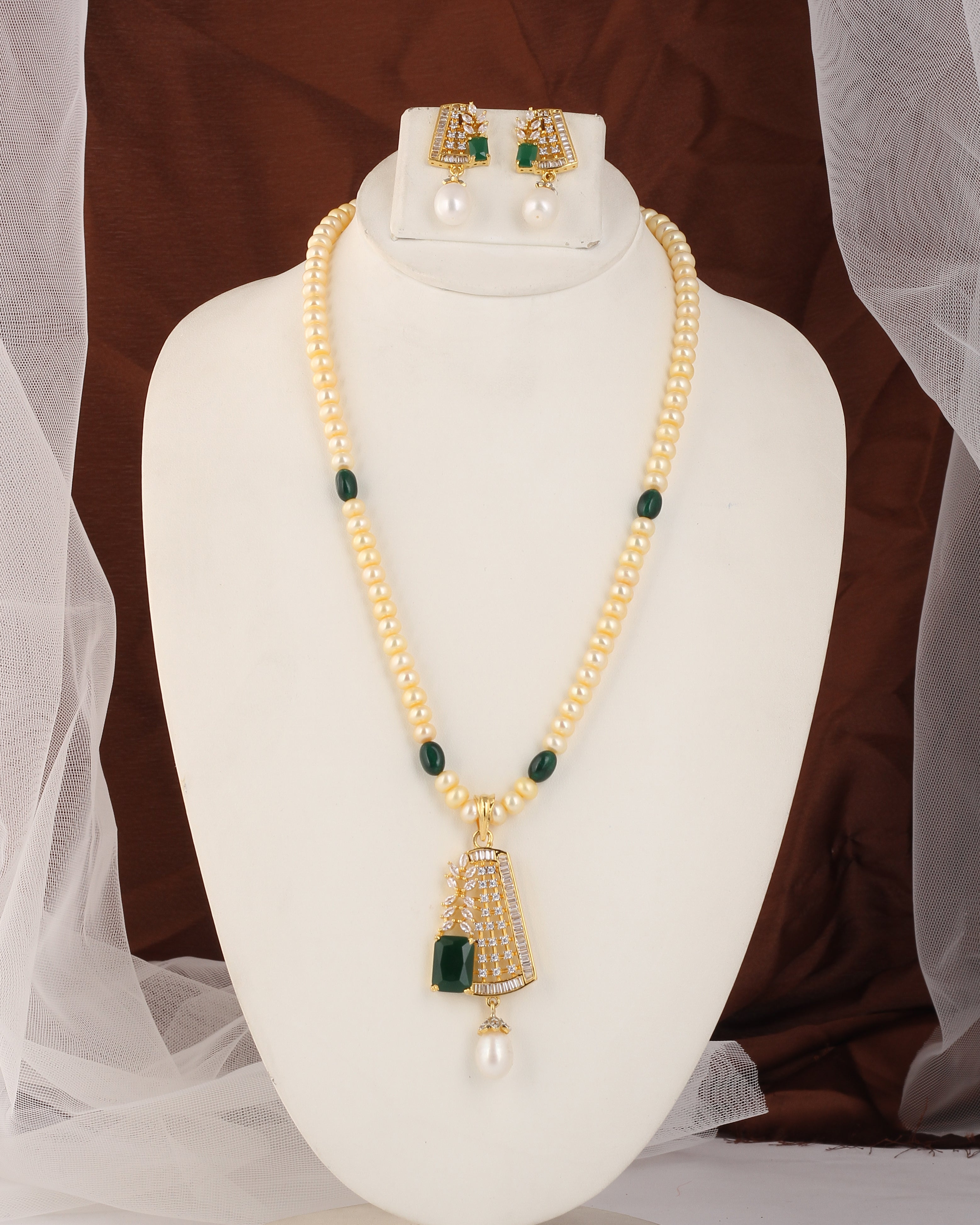 Authentic Real Natural Fresh Water Pearl Set For Women With Certificate(D.No ADPRLS2544)