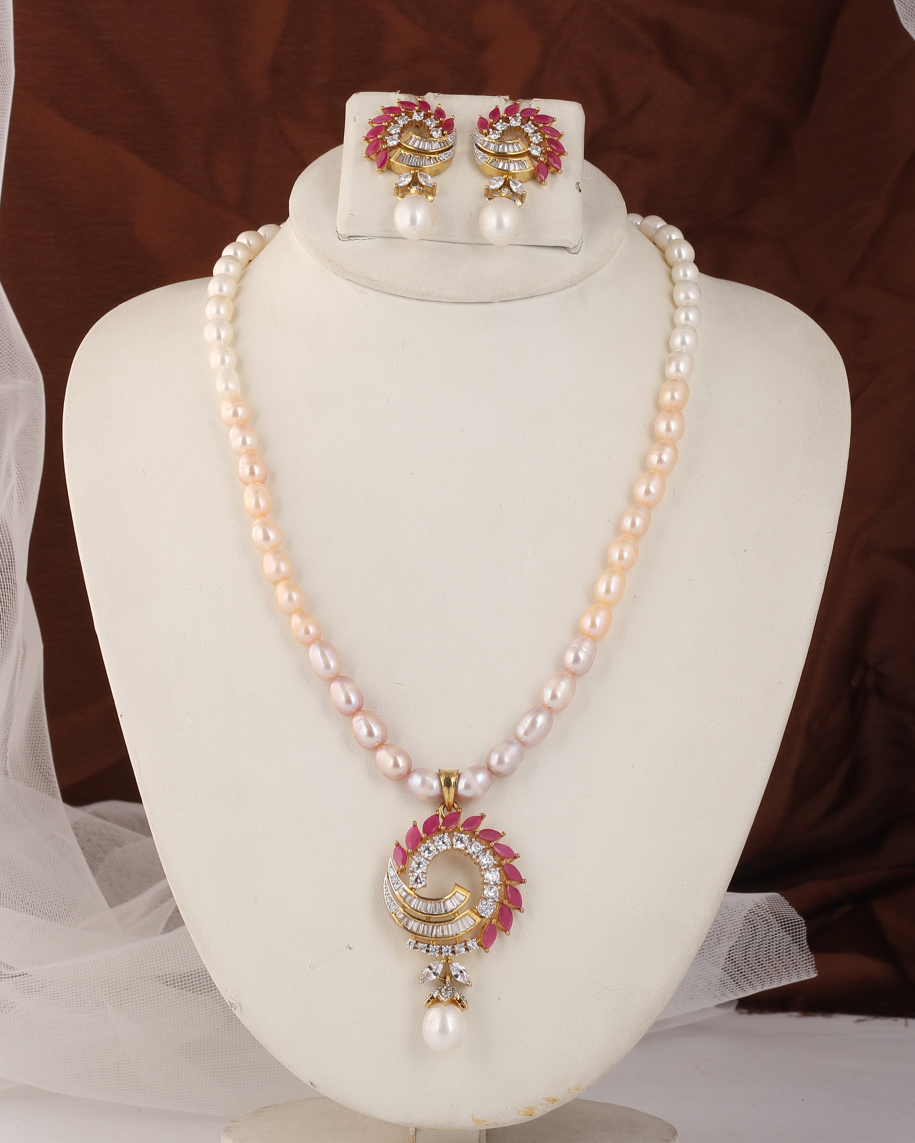 Authentic Real Natural Fresh Water Pearl Set For Women With Certificate(D.No ADPRLS2550)