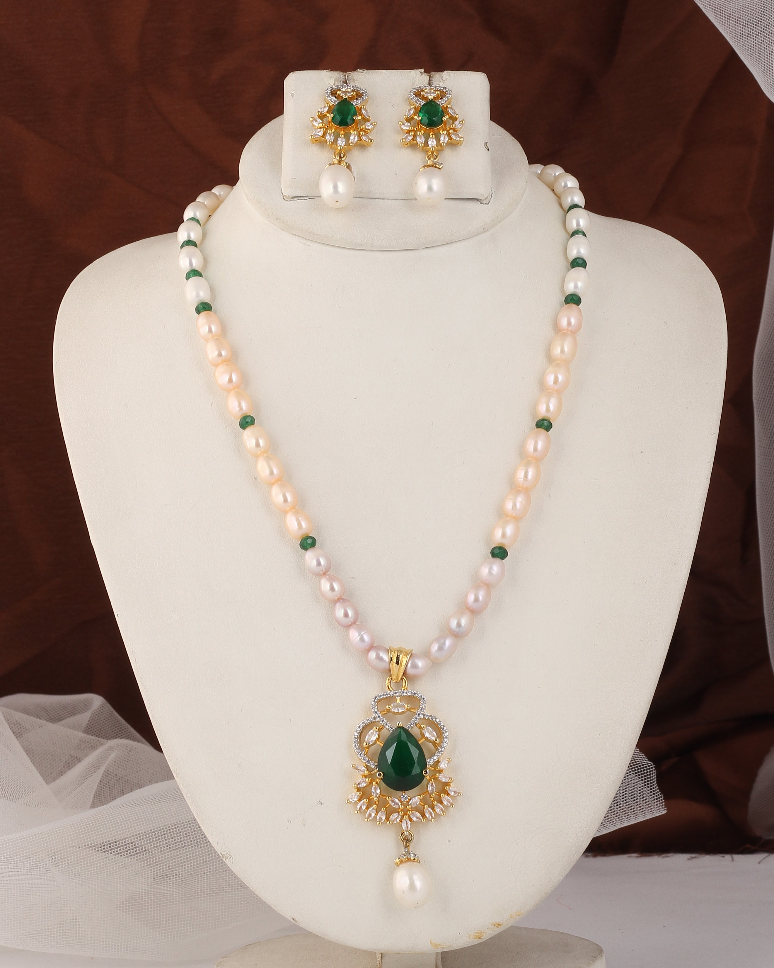 Authentic Real Natural Fresh Water Pearl Set For Women With Certificate(D.No ADPRLS2551)