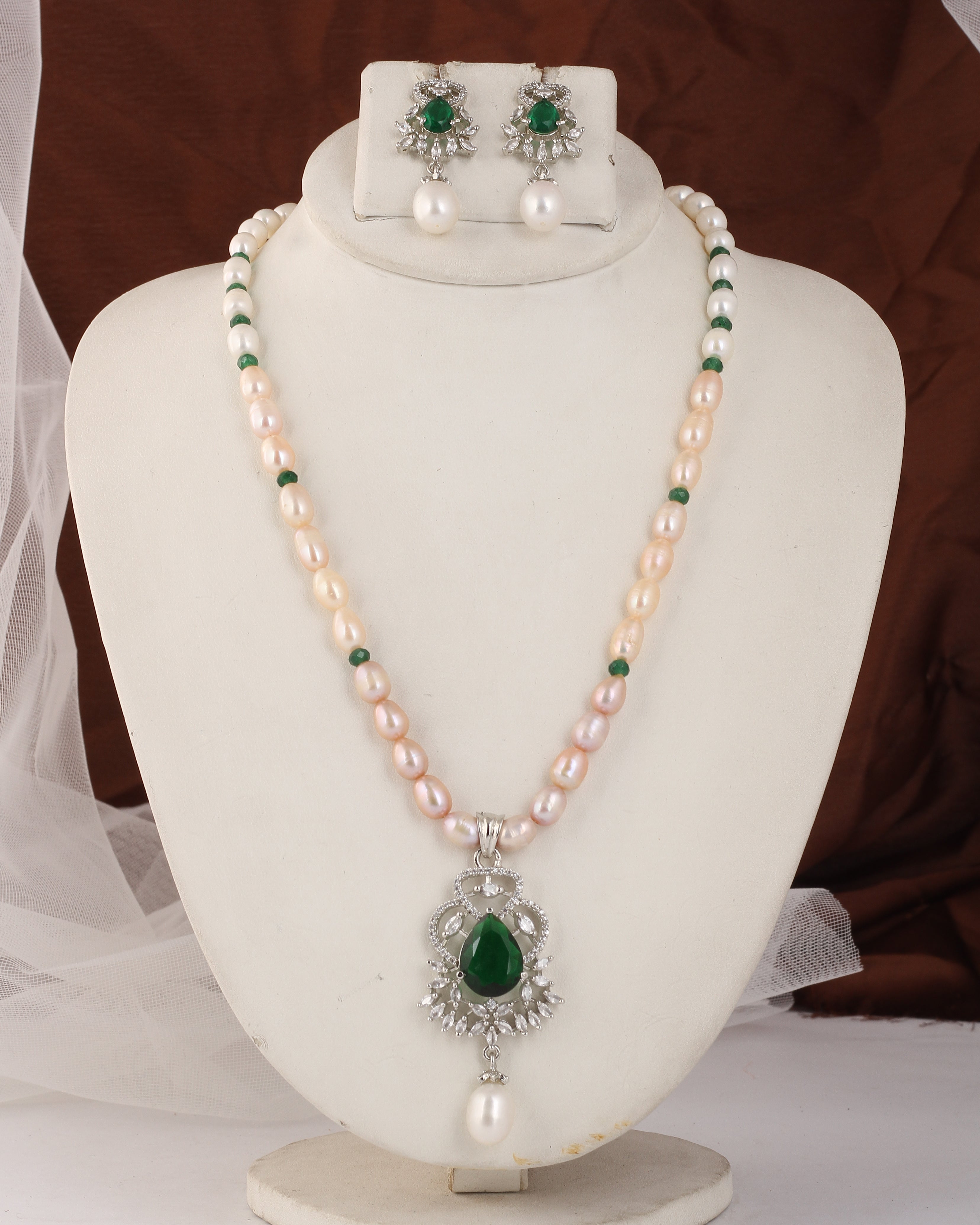 Authentic Real Natural Fresh Water Pearl Set For Women With Certificate(D.No ADPRLS2552)