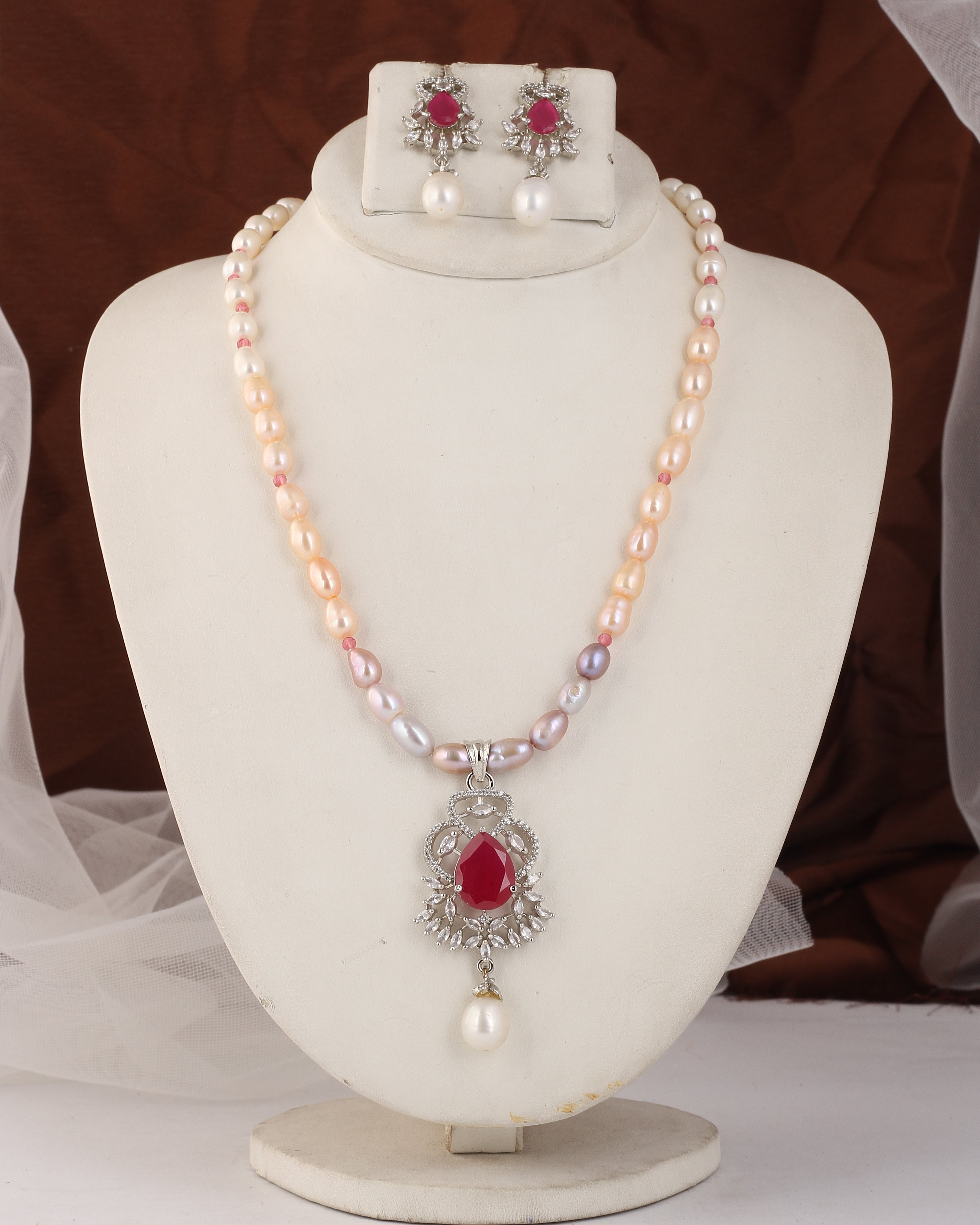 Authentic Real Natural Fresh Water Pearl Set For Women With Certificate(D.No ADPRLS2553)
