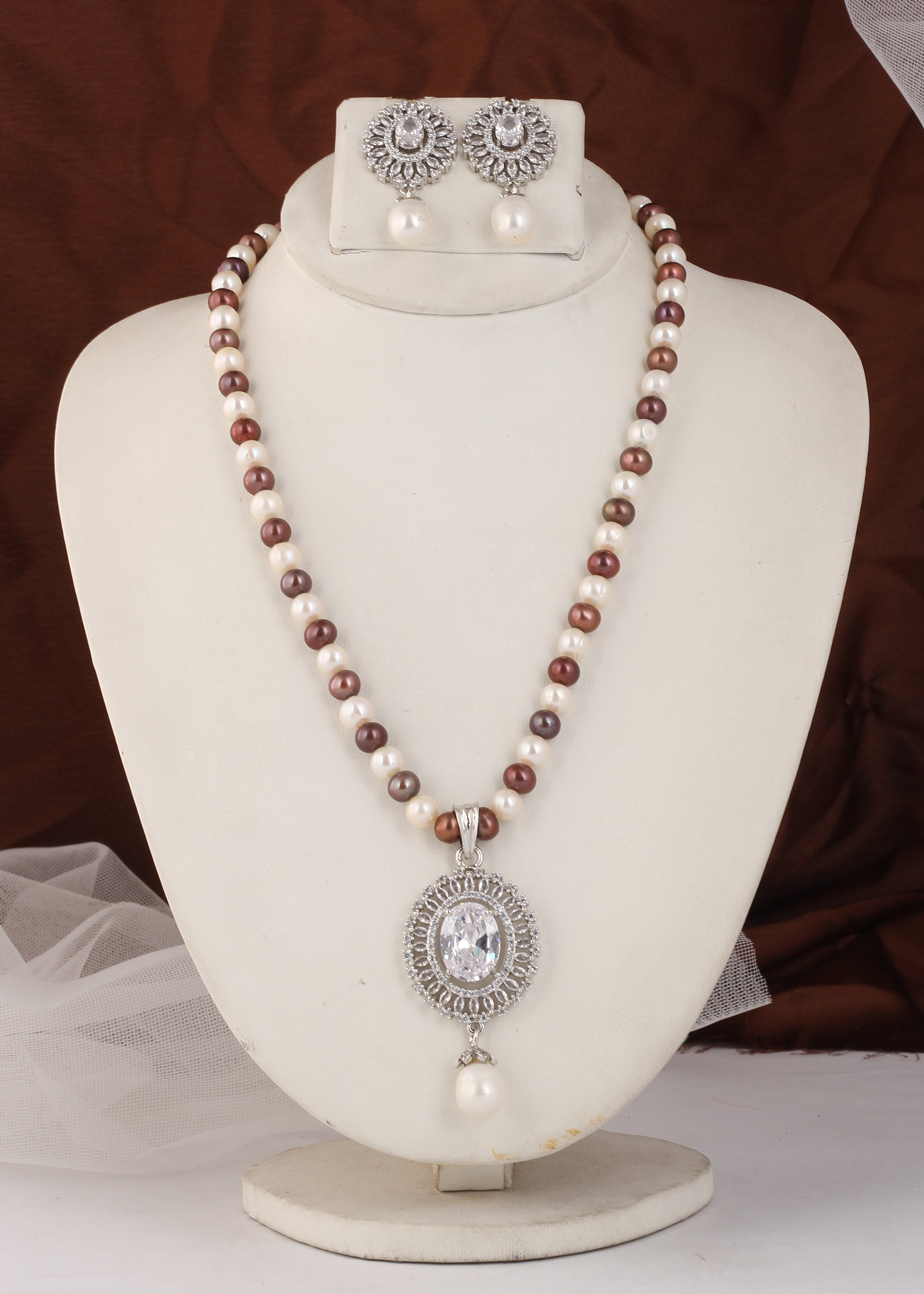Authentic Real Natural Fresh Water Pearl Set For Women With Certificate(D.No ADPRLS2556)