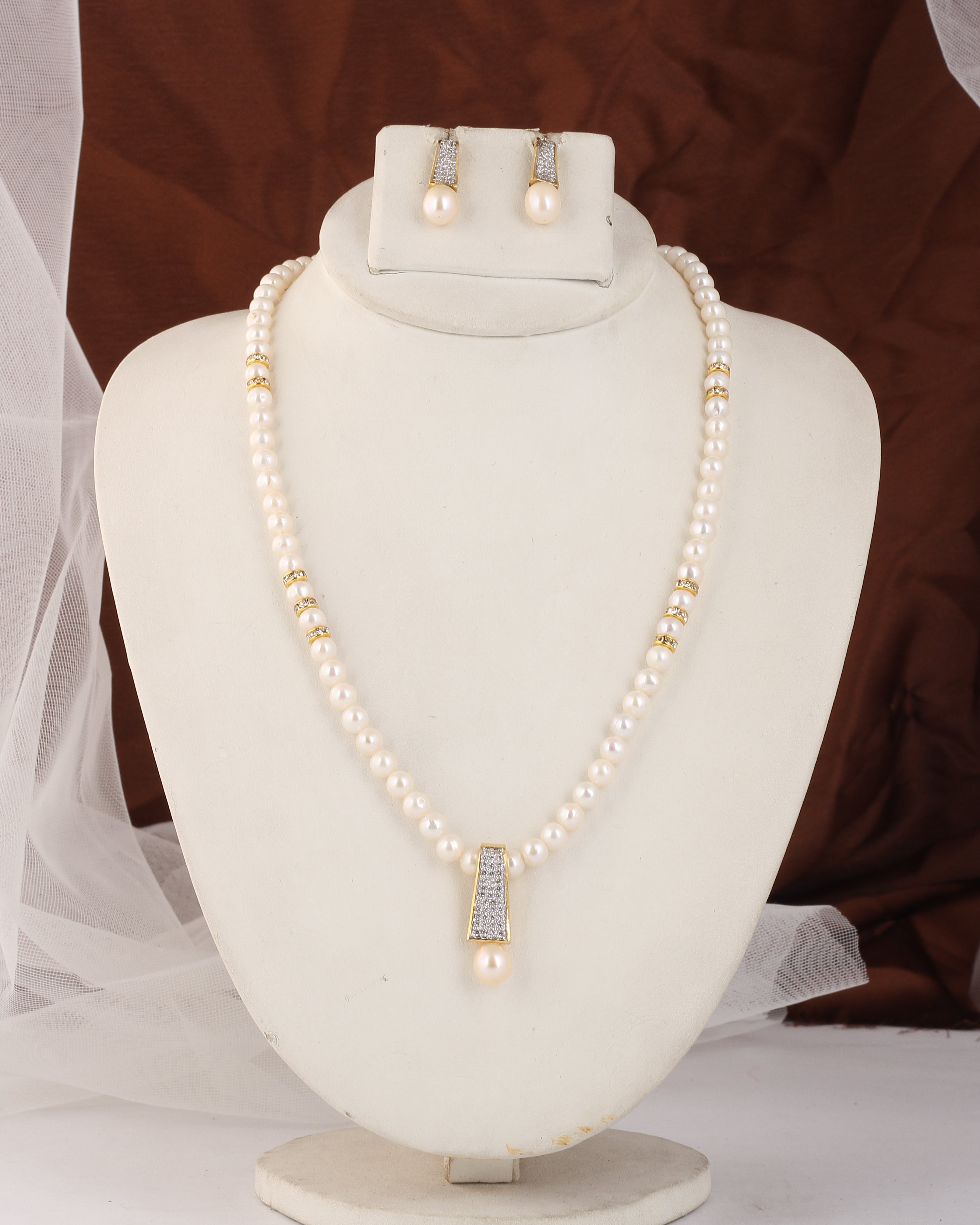 Authentic Real Natural Fresh Water Pearl Set For Women With Certificate(D.No ADPRLS2557)