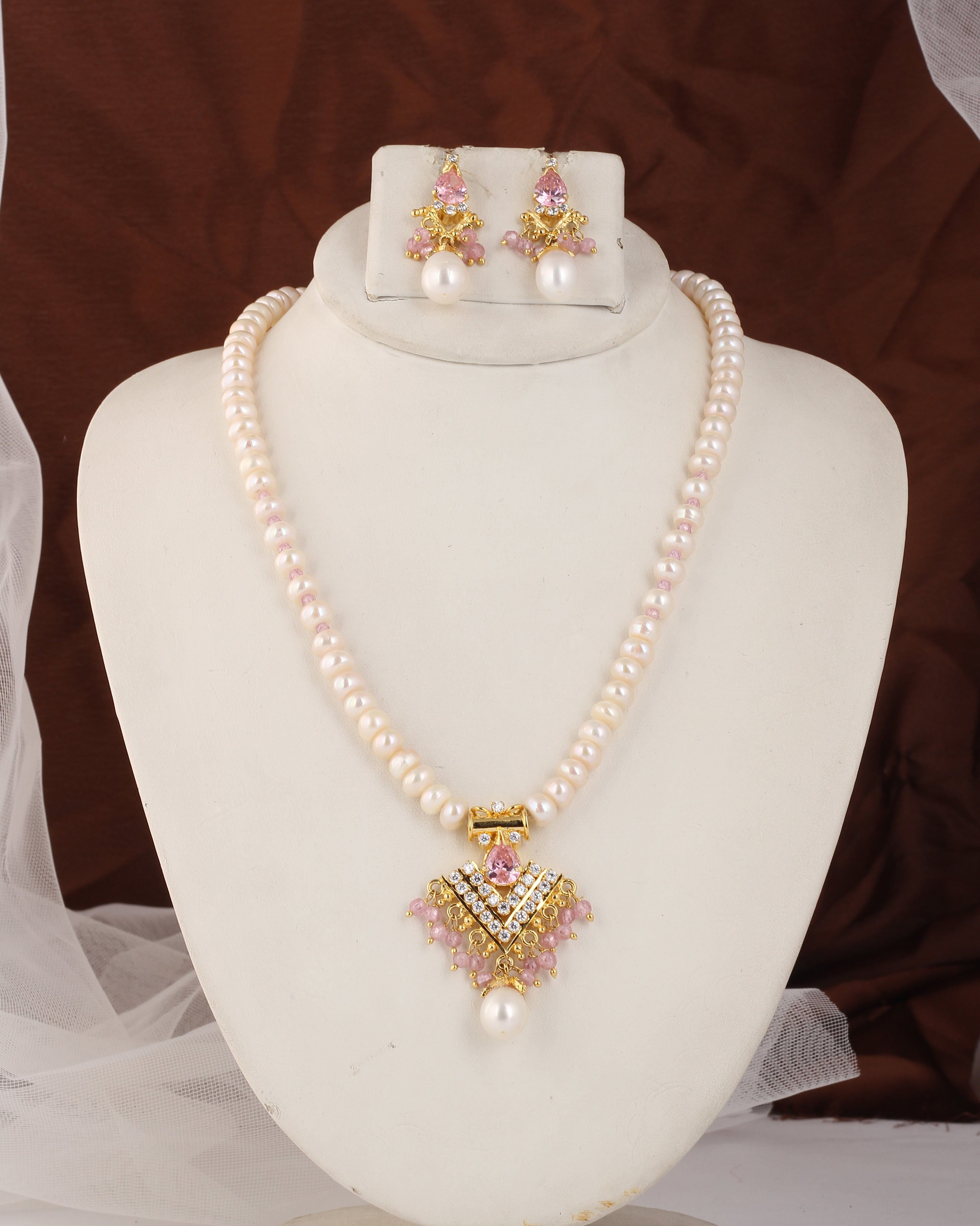 Authentic Real Natural Fresh Water Pearl Set For Women With Certificate(D.No ADPRLS2561)