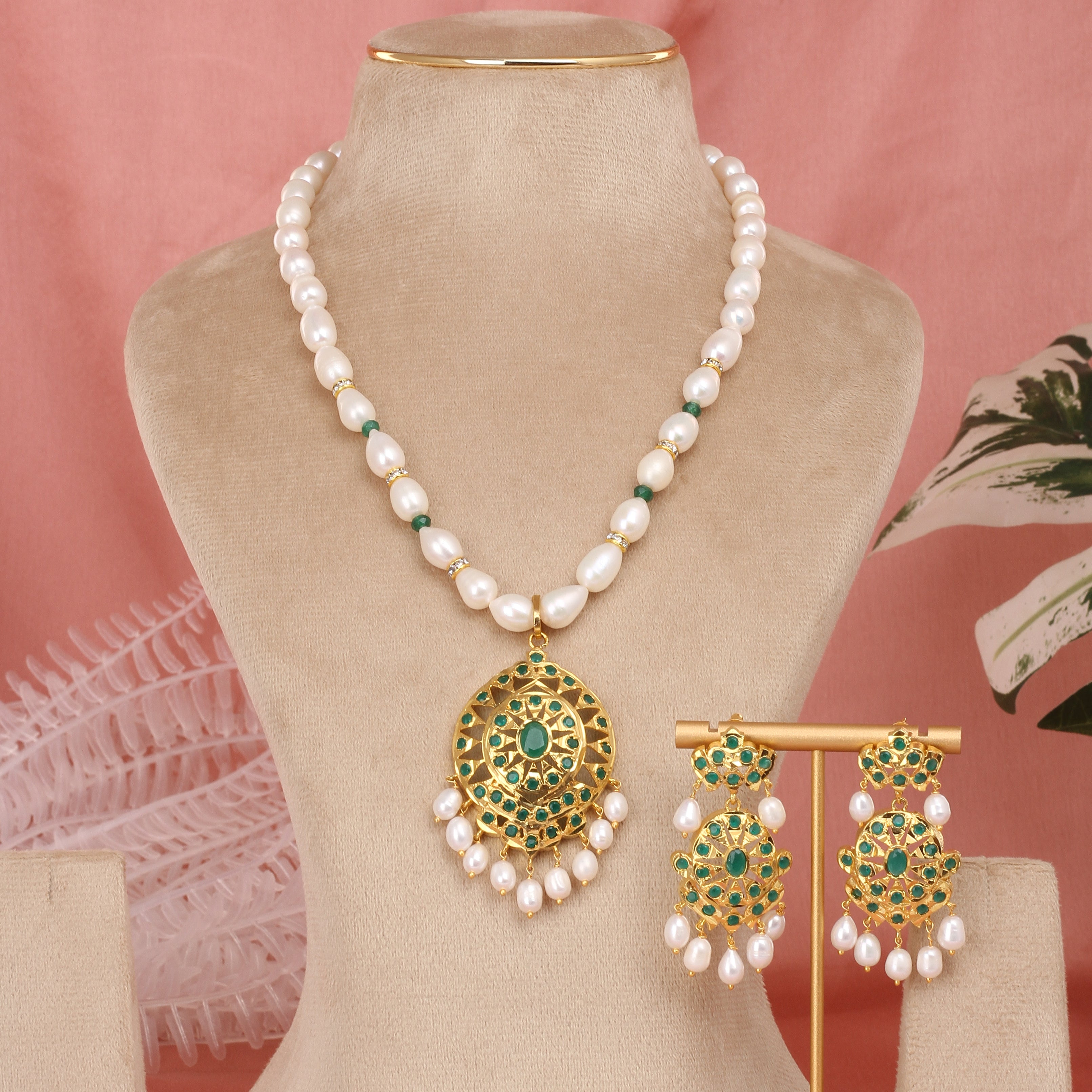 Authentic Single Lines Hyderabadi Real Pearls Set For Women With Certificate(D.No ADPRLS2611)