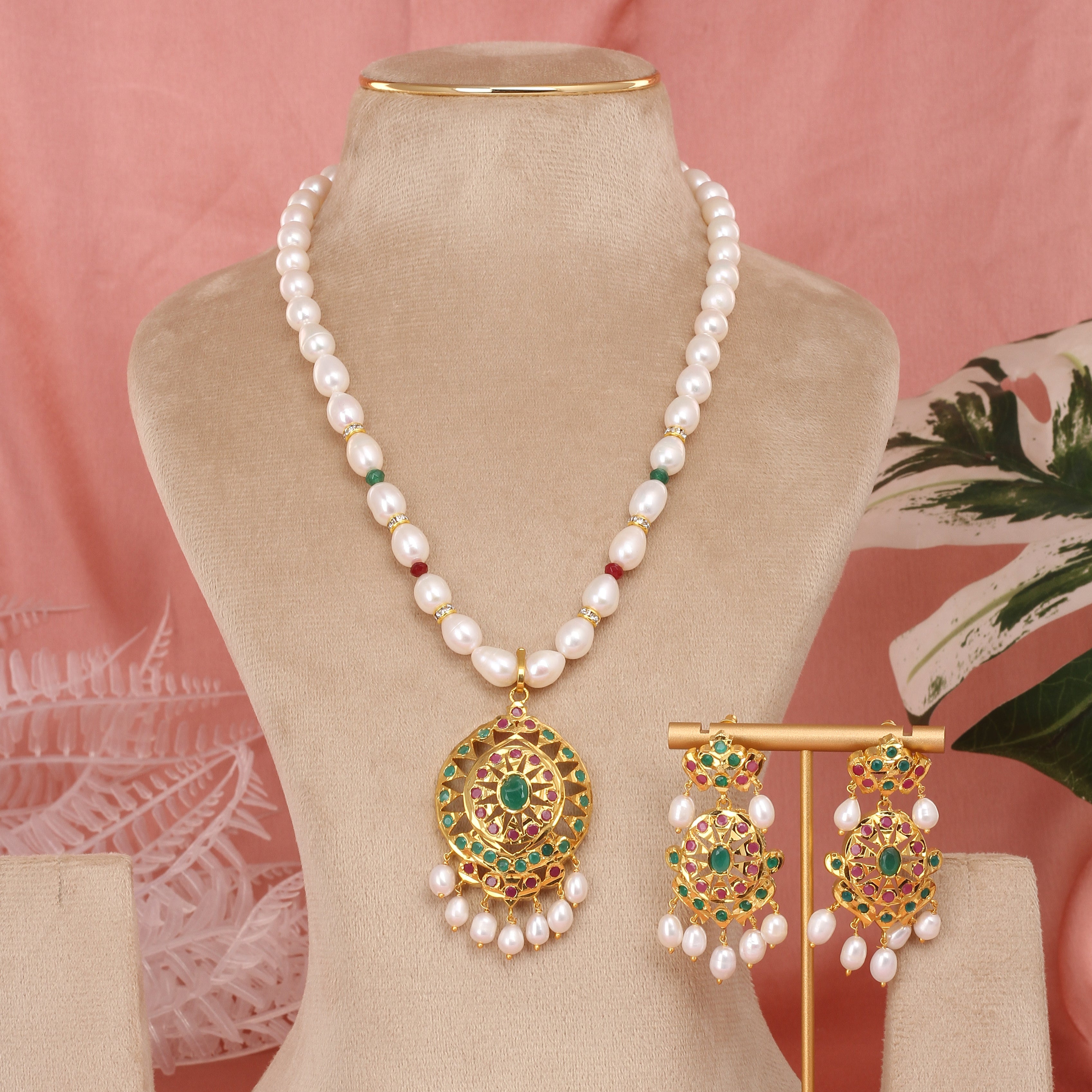 Authentic Single Lines Hyderabadi Real Pearls Set For Women With Certificate(D.No ADPRLS2612)