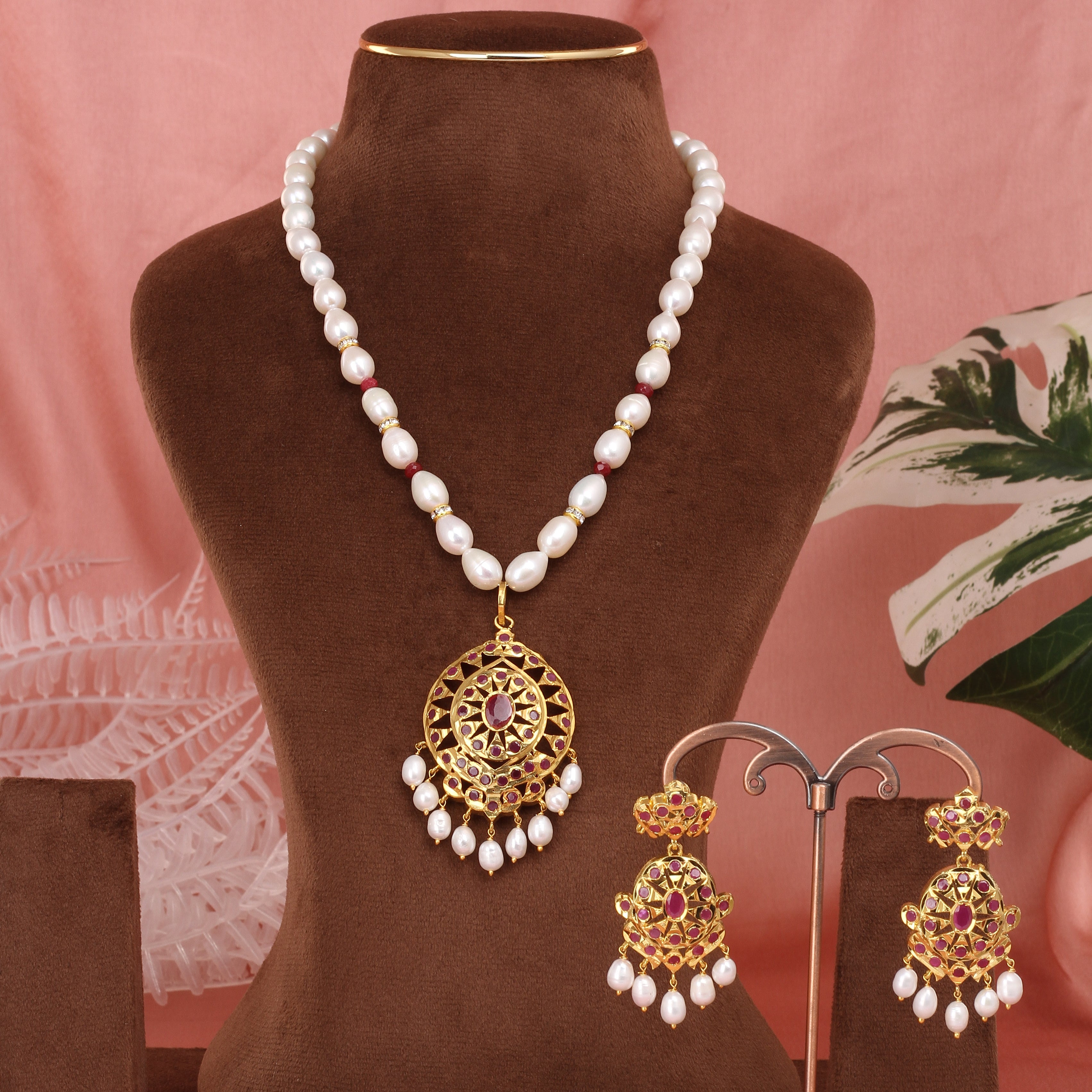 Authentic Single Lines Hyderabadi Real Pearls Set For Women With Certificate(D.No ADPRLS2613)