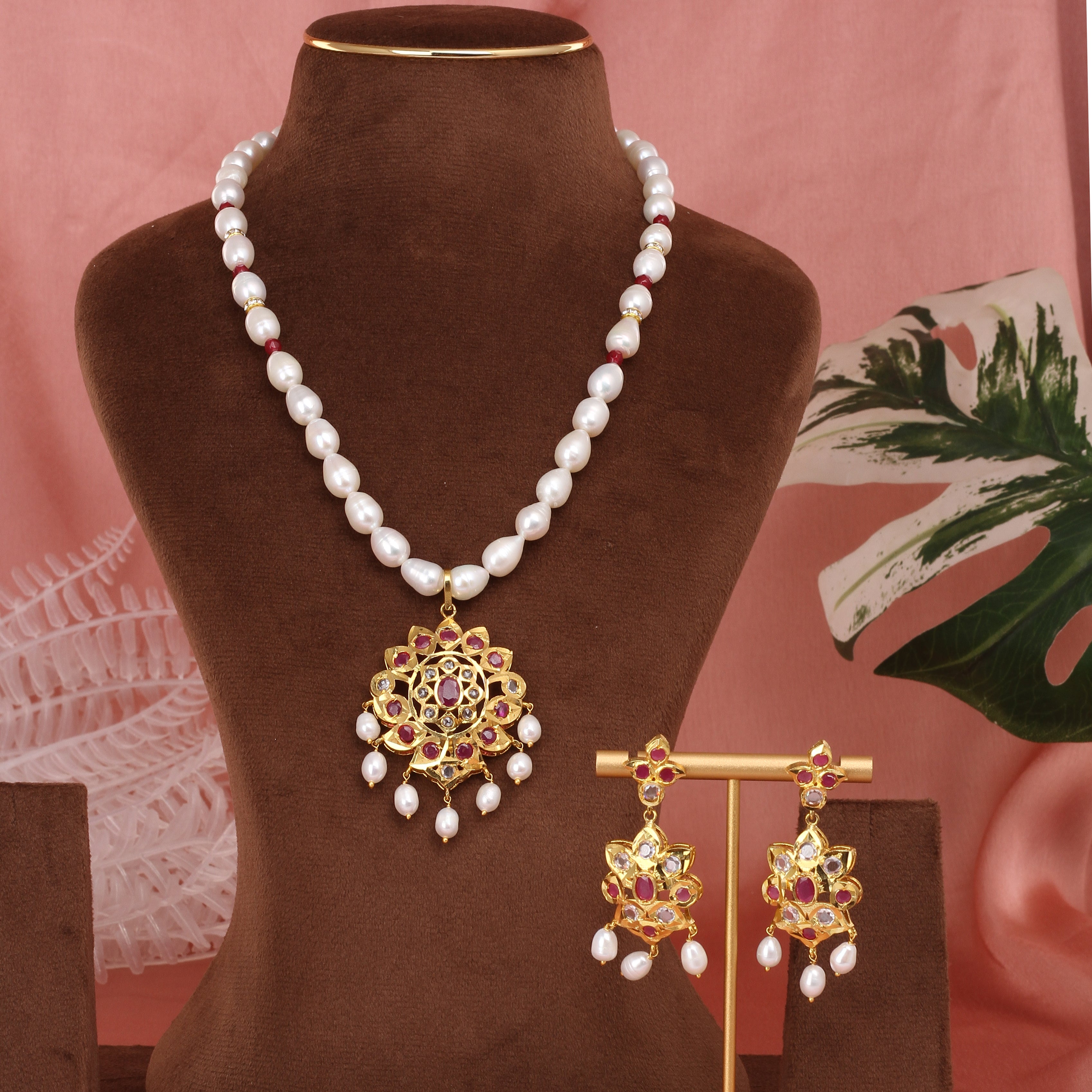 Authentic Single Lines Hyderabadi Real Pearls Set For Women With Certificate(D.No ADPRLS2616)
