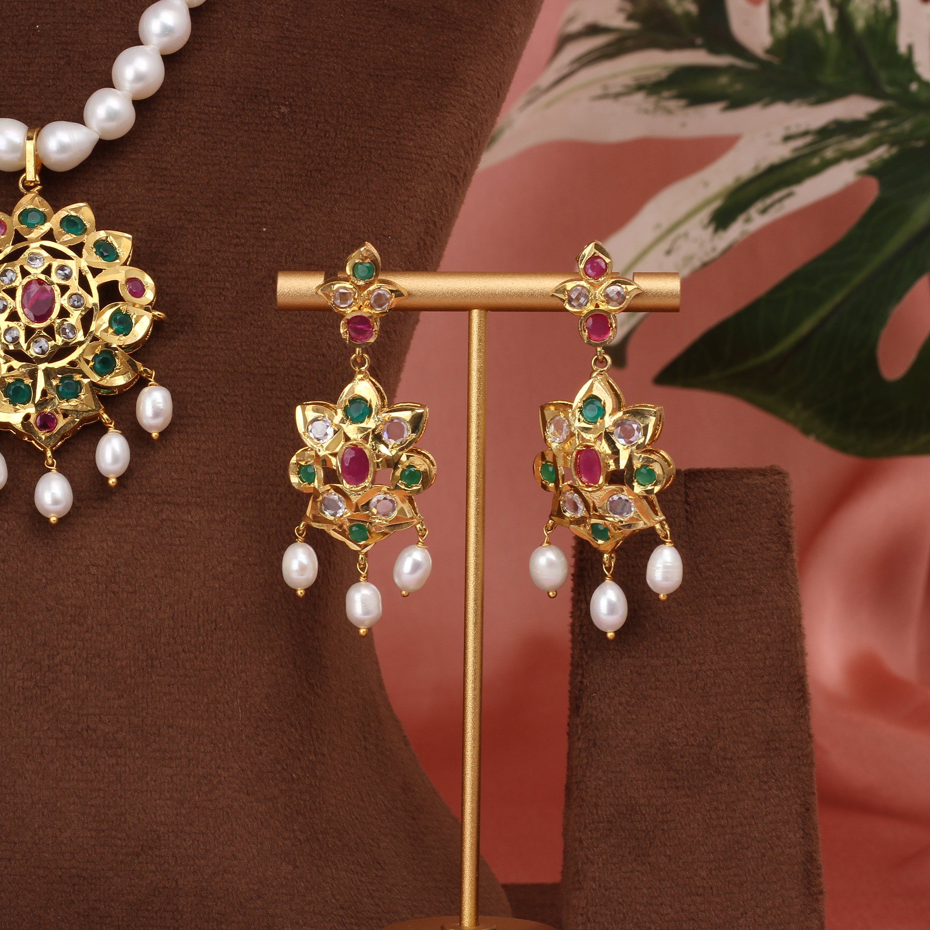 Authentic Single Lines Hyderabadi Real Pearls Set For Women With Certificate(D.No ADPRLS2618)