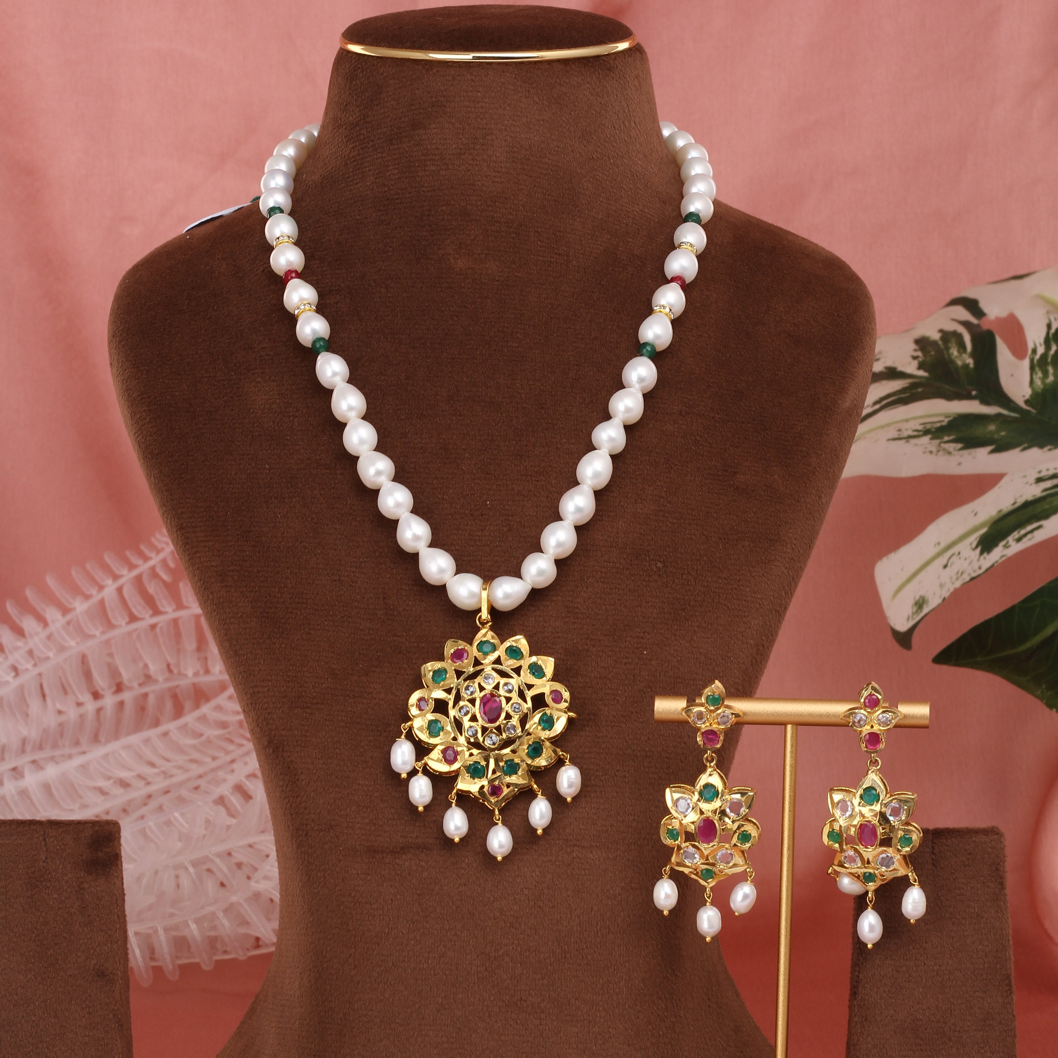 Authentic Single Lines Hyderabadi Real Pearls Set For Women With Certificate(D.No ADPRLS2618)