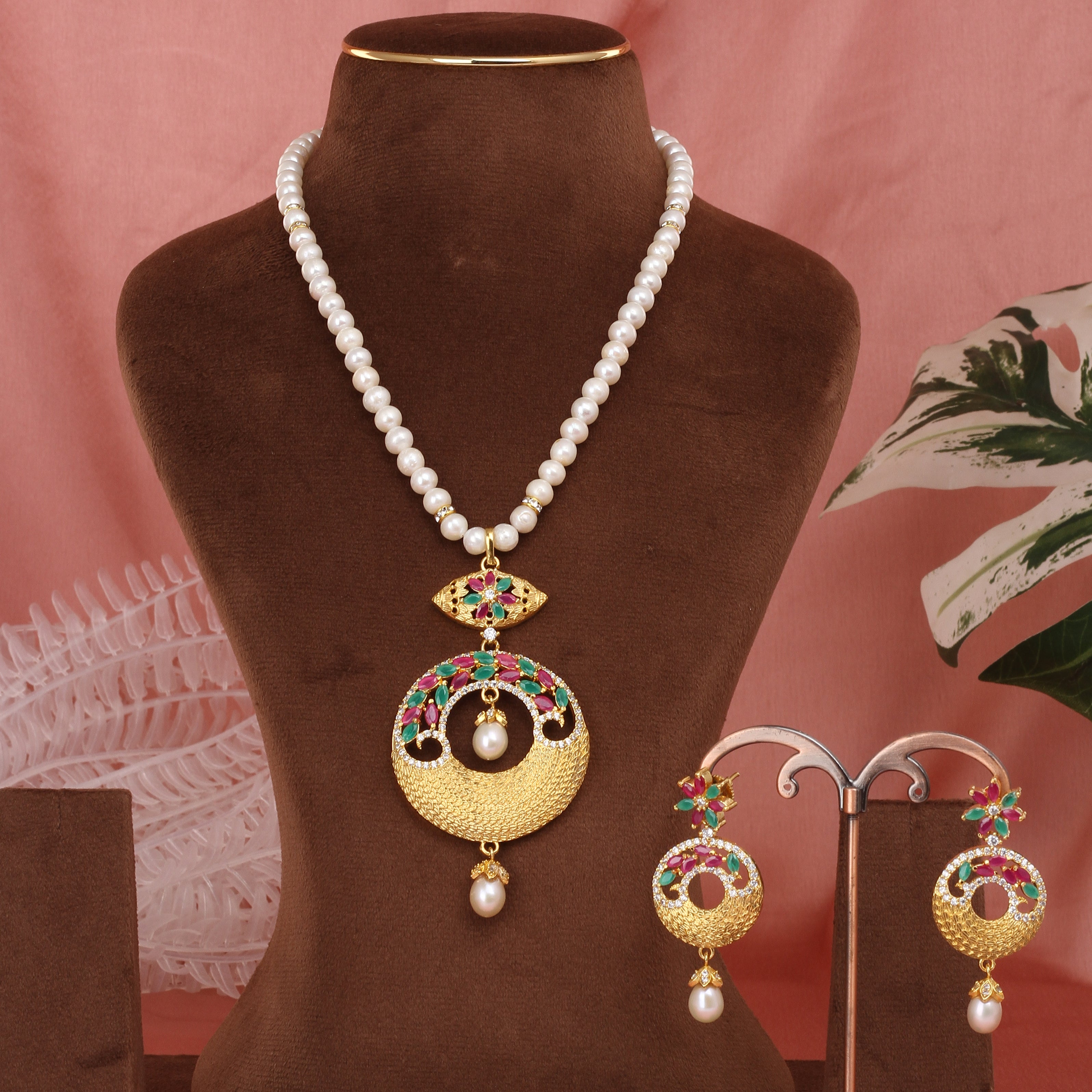Authentic Single Lines Hyderabadi Real Pearls Set For Women With Certificate(D.No ADPRLS2619)