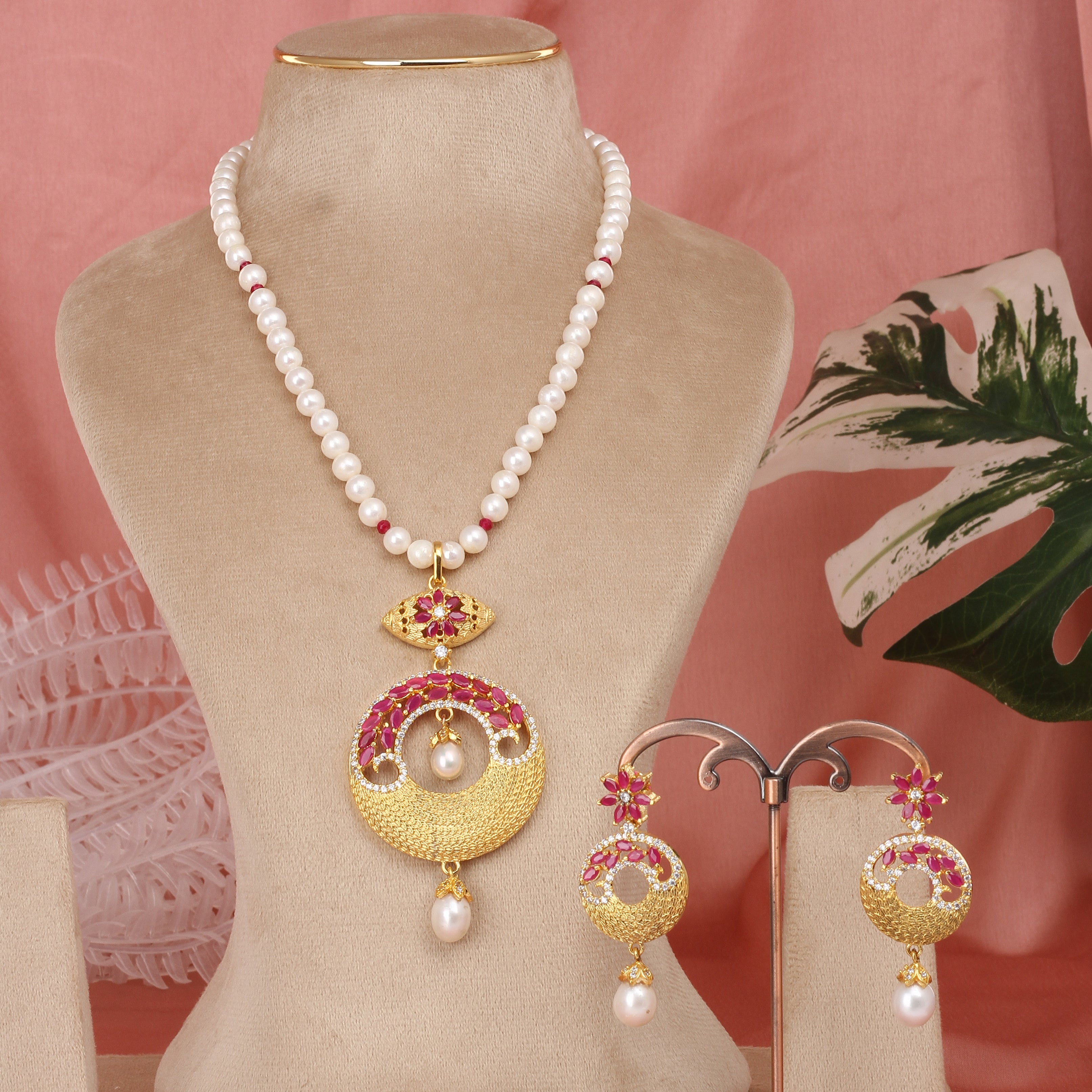 Authentic Single Lines Hyderabadi Real Pearls Set For Women With Certificate(D.No ADPRLS2620)