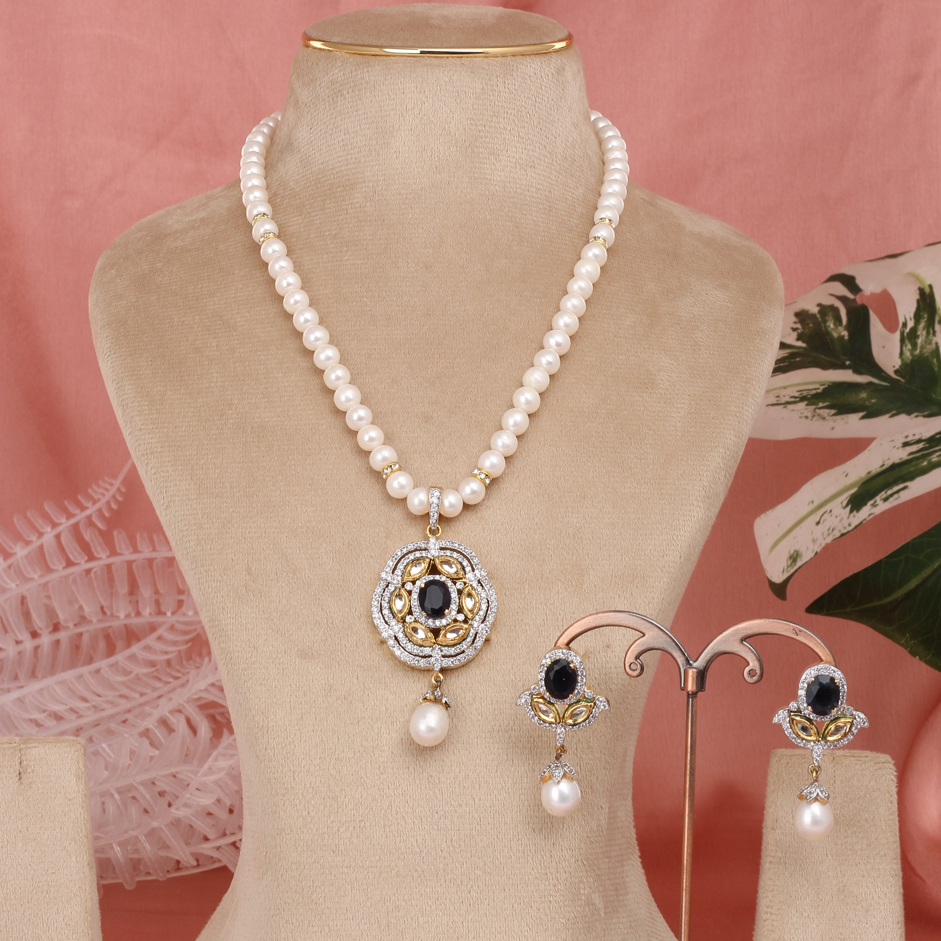 Authentic Single Lines Hyderabadi Real Pearls Set For Women With Certificate(D.No ADPRLS2622)