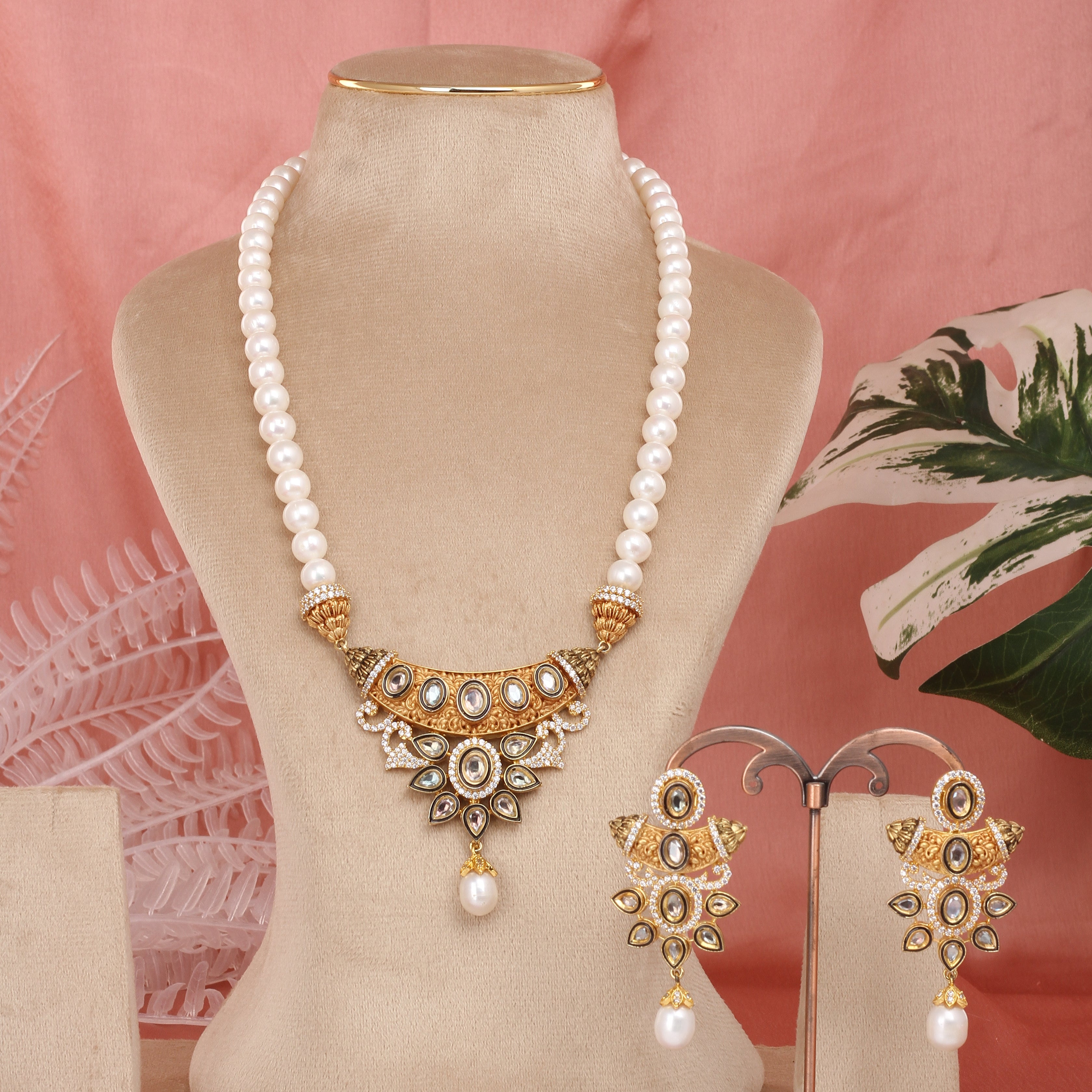 Authentic Single Lines Hyderabadi Real Pearls Set For Women With Certificate(D.No ADPRLS2626)
