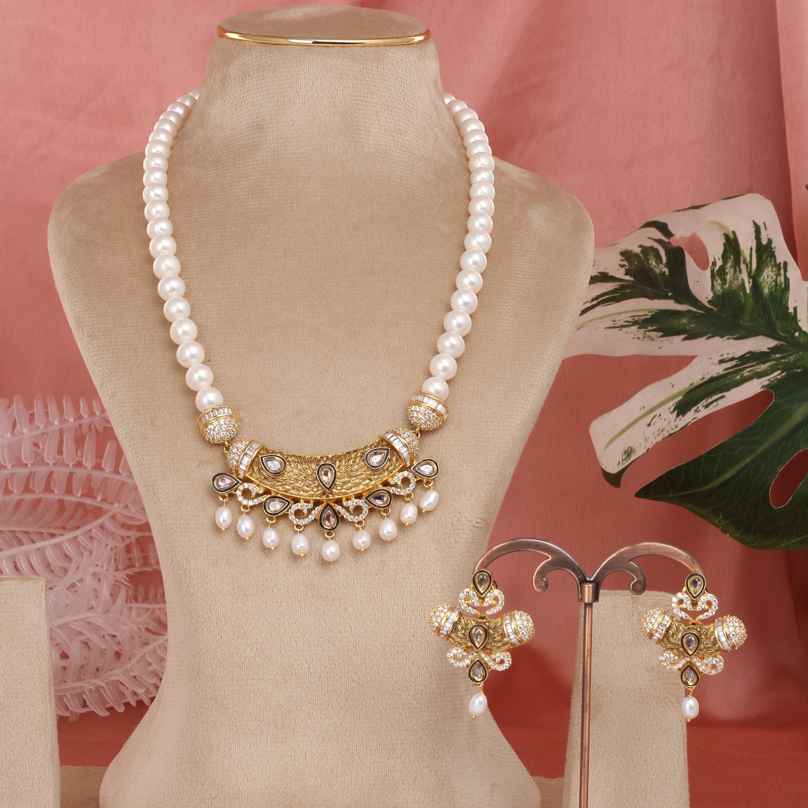 Authentic Single Lines Hyderabadi Real Pearls Set For Women With Certificate(D.No ADPRLS2627)
