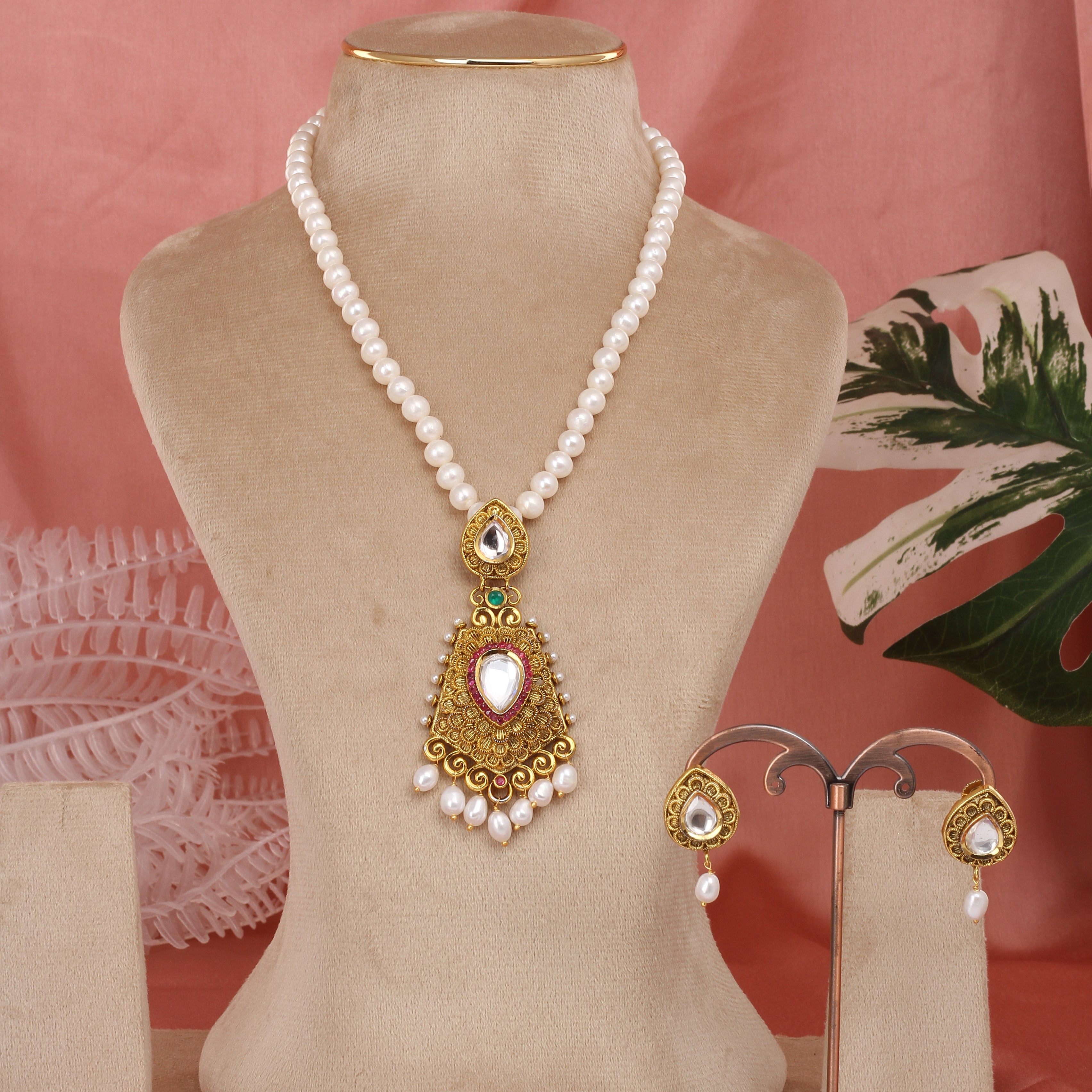 Authentic Single Lines Hyderabadi Real Pearls Set For Women With Certificate(D.No ADPRLS2628)