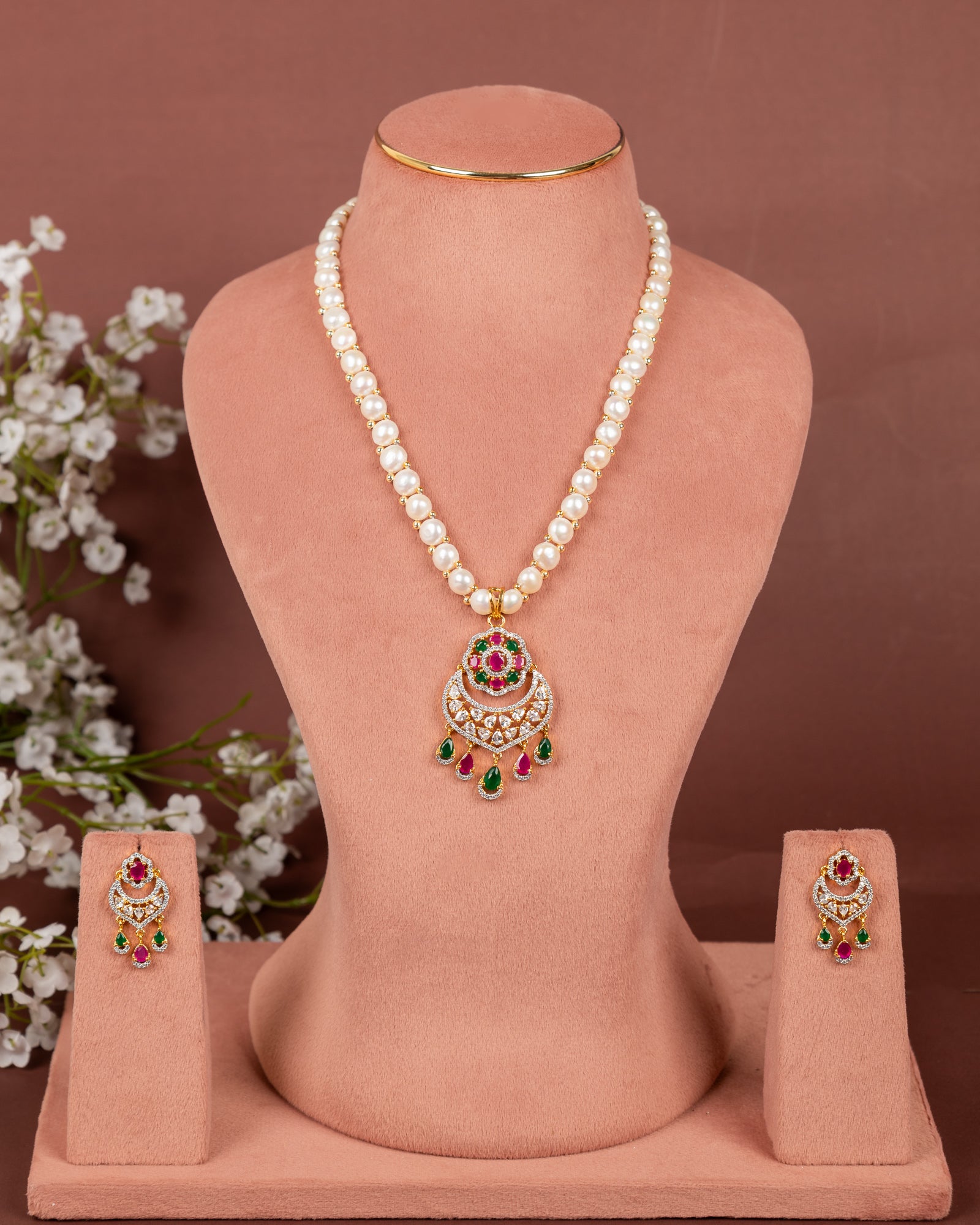 Authentic Hyderabadi Real Pearls Set For Women With Certificate(D.No ADPRLS2656)