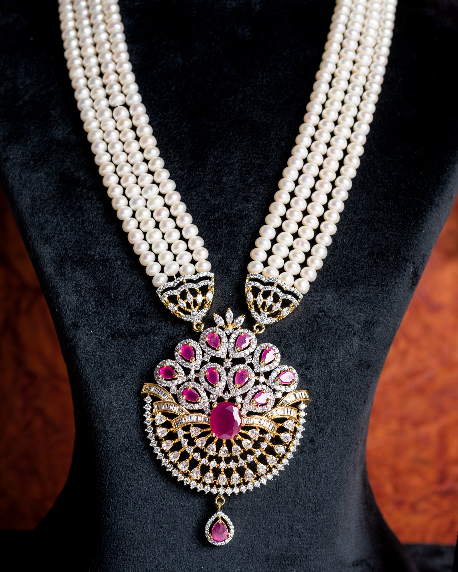 Authentic Real Natural Fresh Water Pearls Rani Haar Set With Certificate(D.No ADPRLS2666)