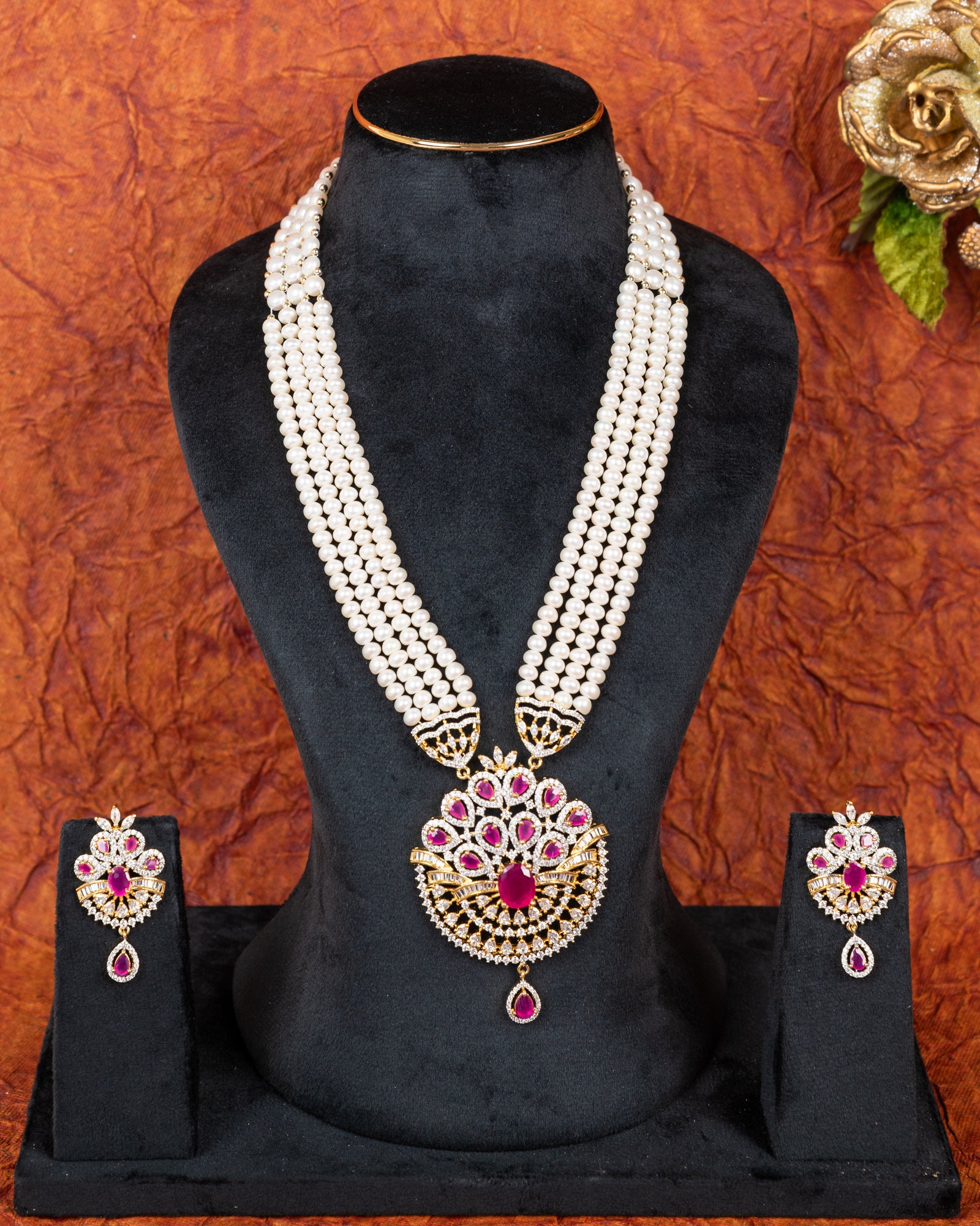 Authentic Real Natural Fresh Water Pearls Rani Haar Set With Certificate(D.No ADPRLS2666)