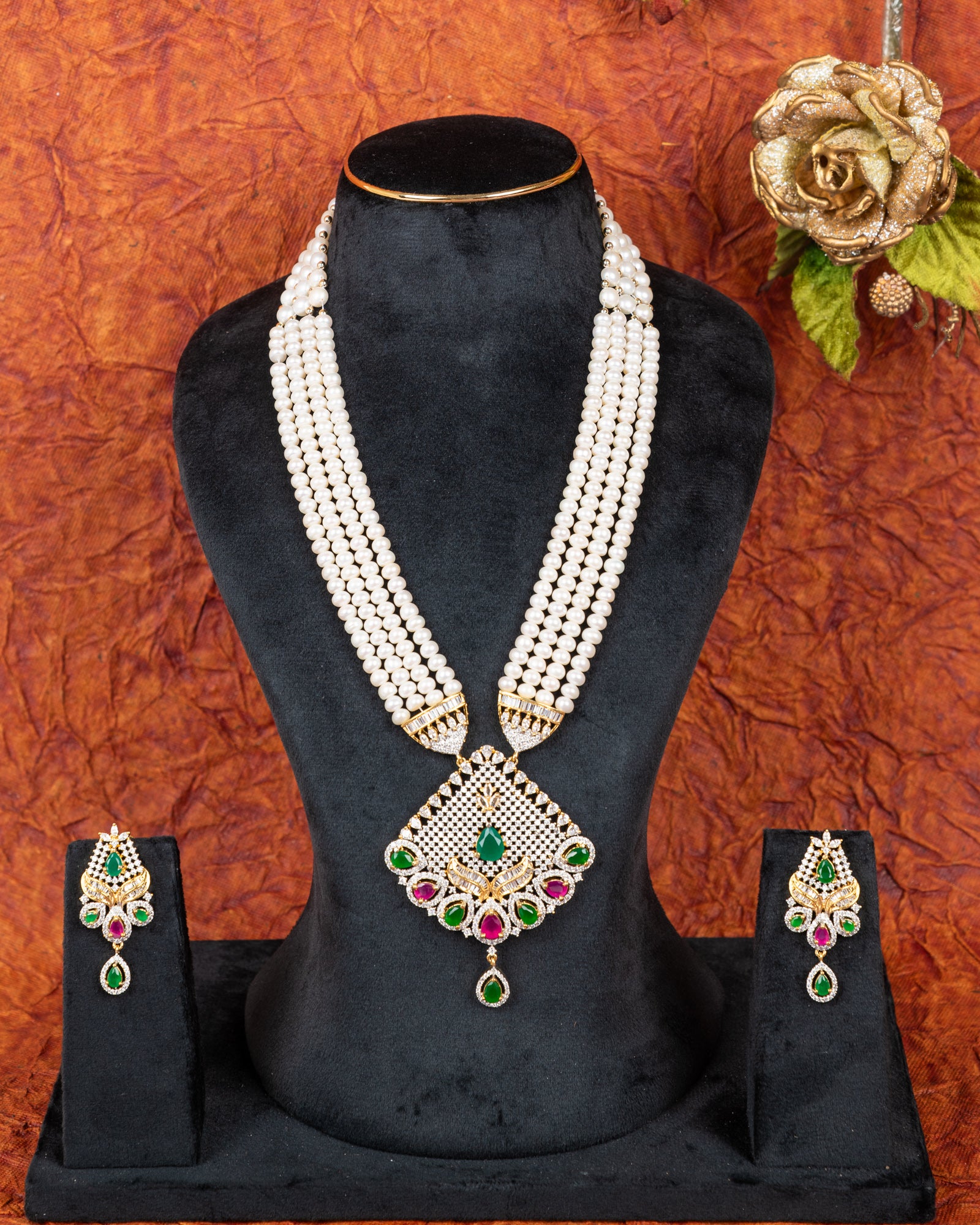Authentic Real Natural Fresh Water Pearls Rani Haar Set With Certificate(D.No ADPRLS2669)