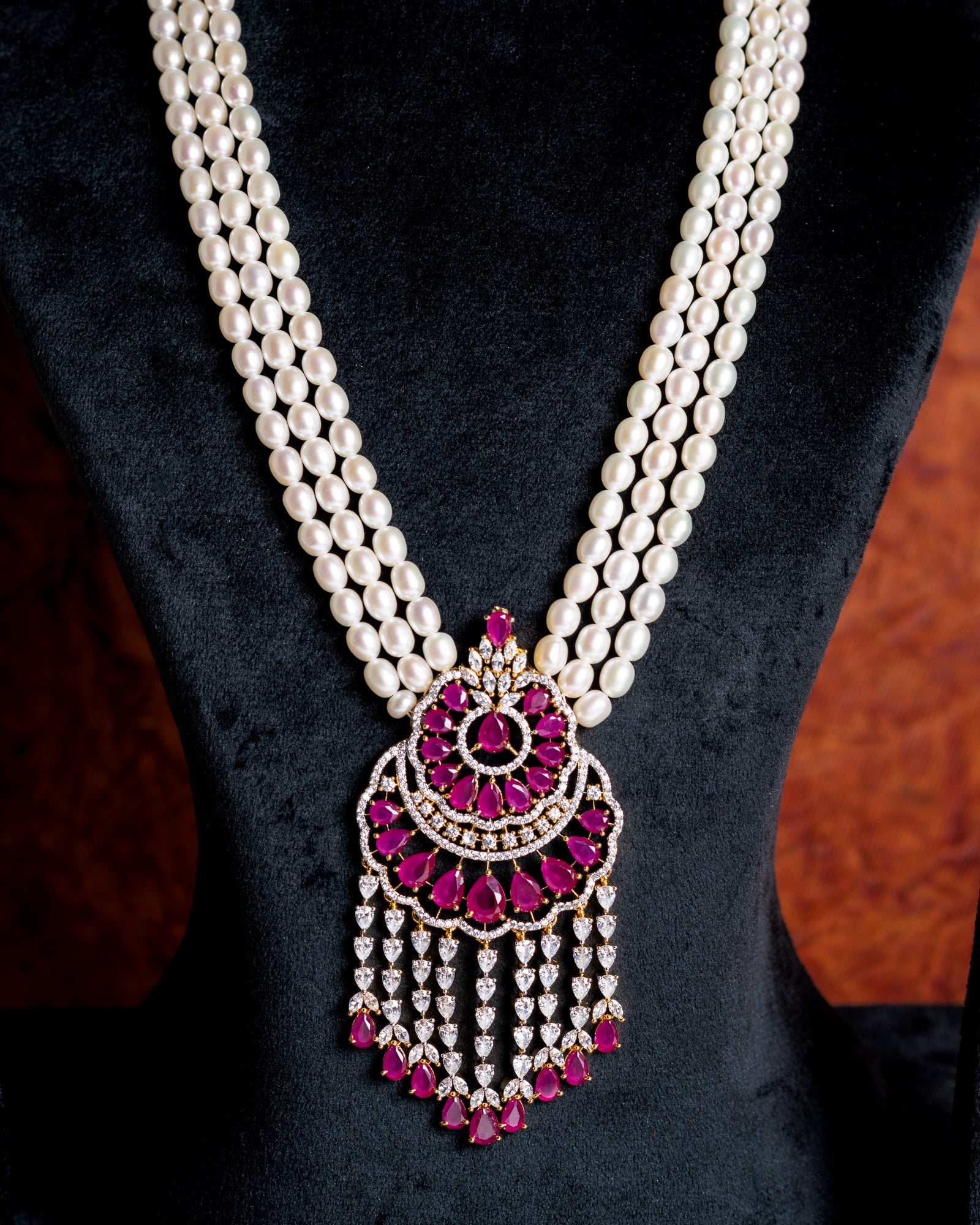Authentic Real Natural Fresh Water Pearls Rani Haar Set With Certificate(D.No ADPRLS2670)