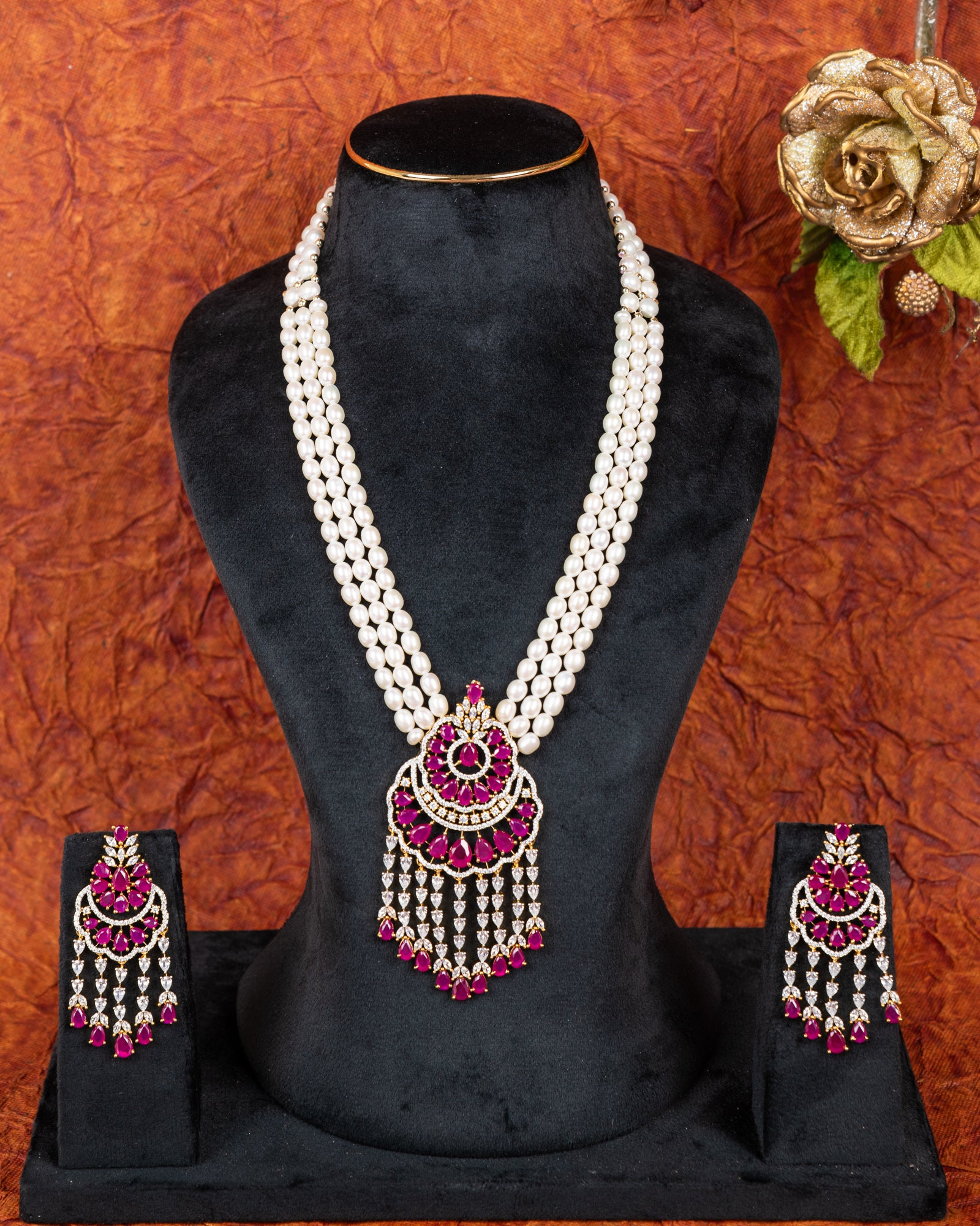 Authentic Real Natural Fresh Water Pearls Rani Haar Set With Certificate(D.No ADPRLS2670)