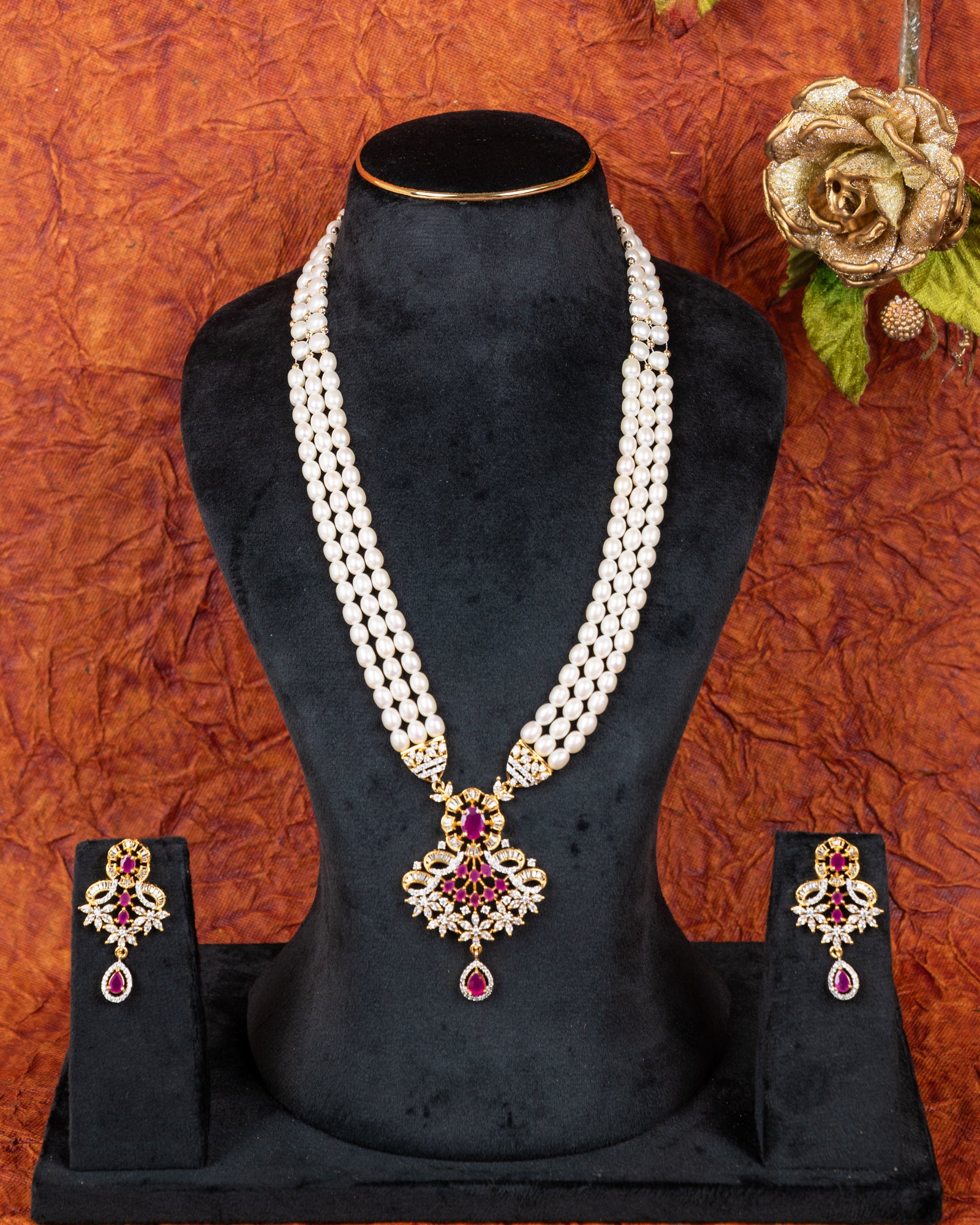 Authentic Real Natural Fresh Water Pearls Rani Haar Set With Certificate(D.No ADPRLS2675)