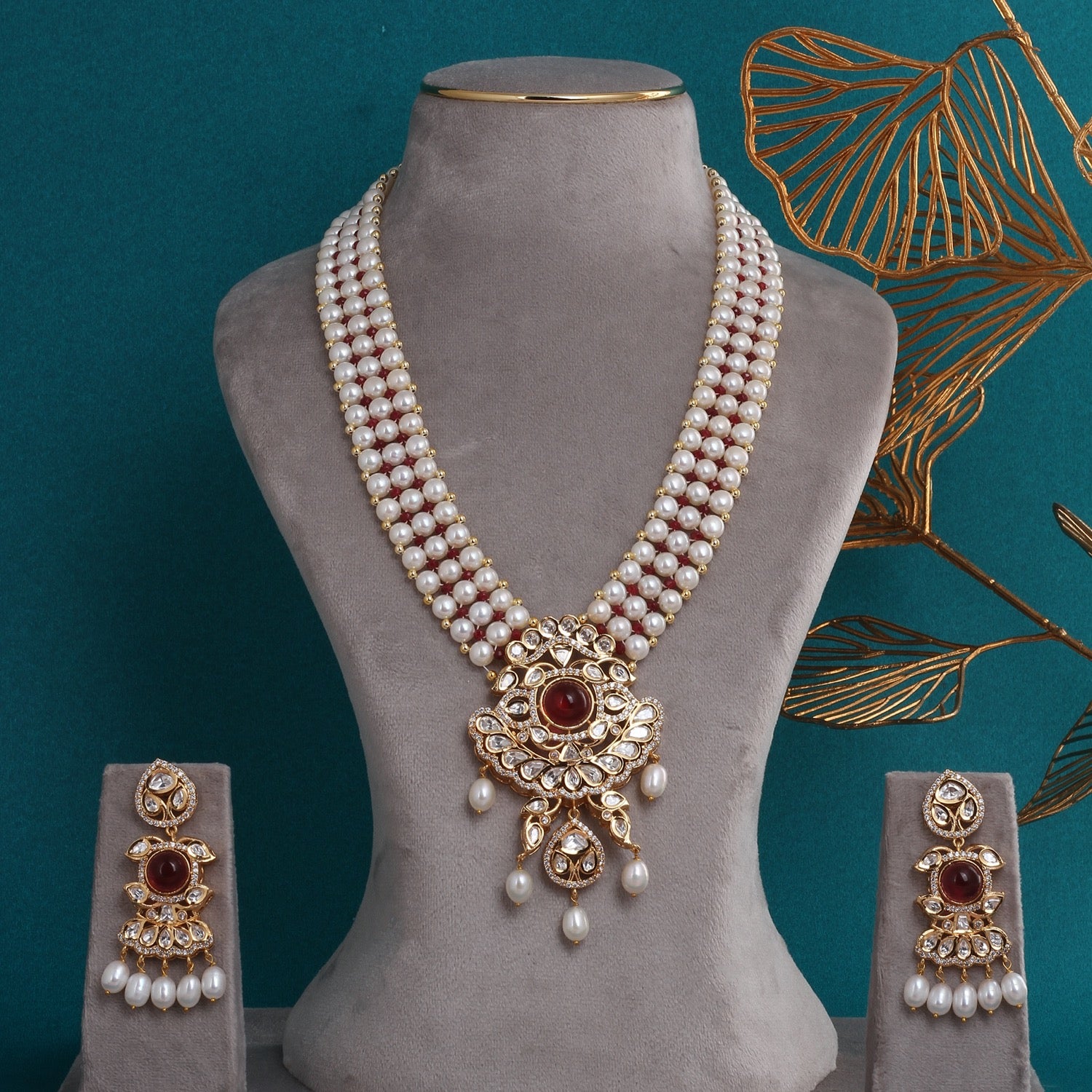 Authentic Hyderabadi Real Button Pearls Set For Women With Certificate(D.No ADPRLS2681)
