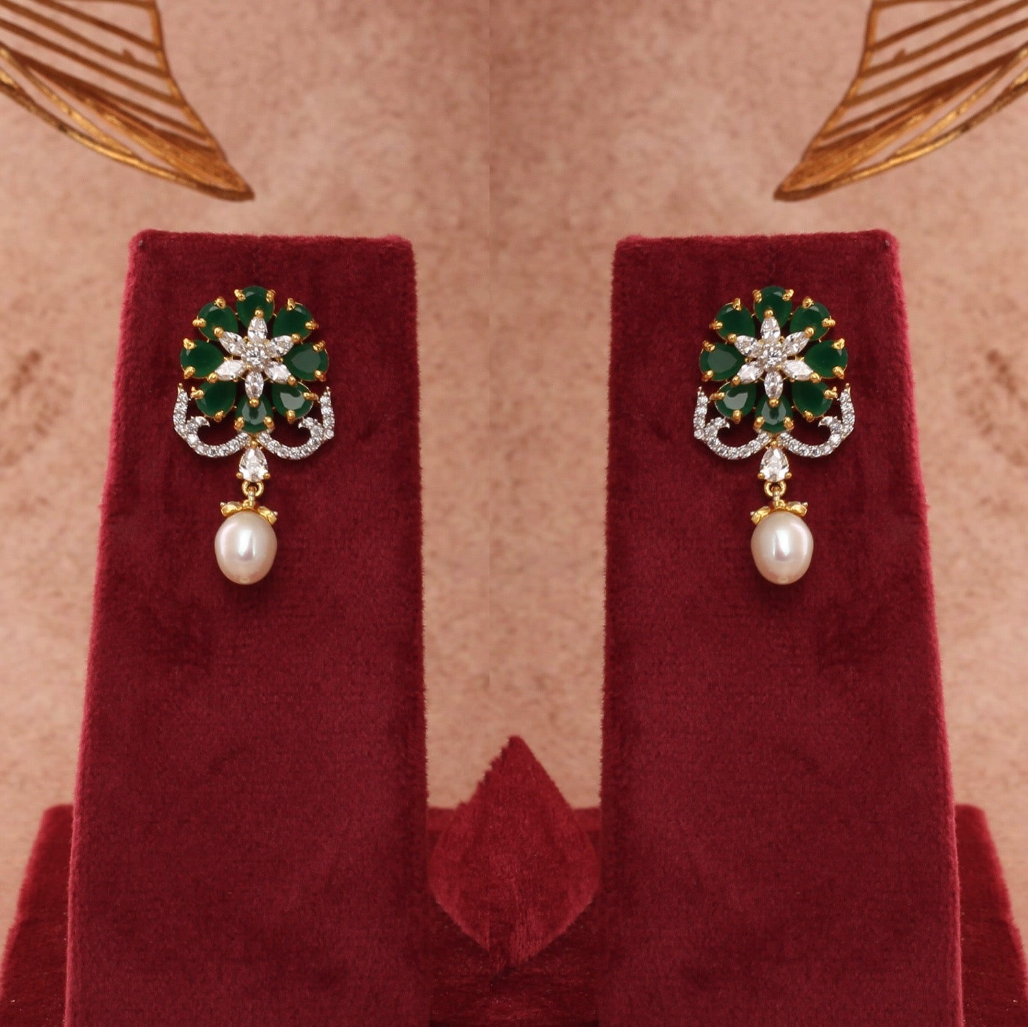 Hand crafted Natural Freshwater Button Pearl Jewelry Set With Certificate(D.No ADPRLS2729)