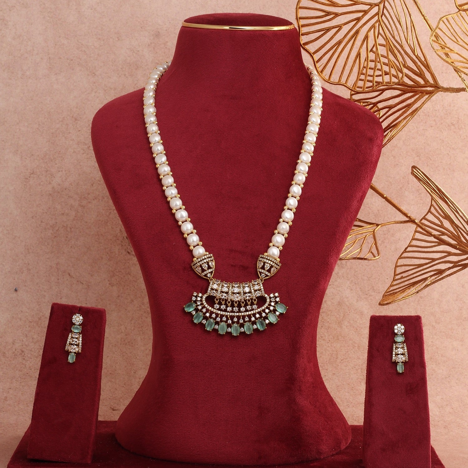 Genuine Natural Freshwater Button Pearl Jewelry Set With Certificate(D.No ADPRLS2737)