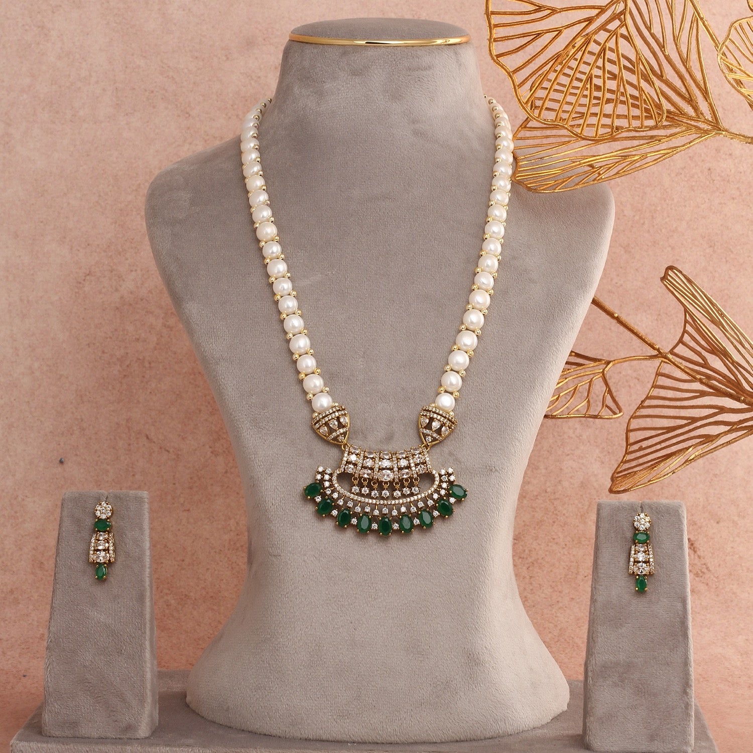 Genuine Natural Freshwater Button Pearl Jewelry Set With Certificate(D.No ADPRLS2739)