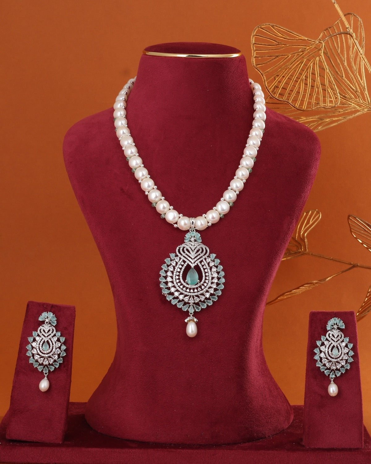 Genuine Natural Freshwater Button Pearl Jewelry Set With Certificate(D.No ADPRLS2761)