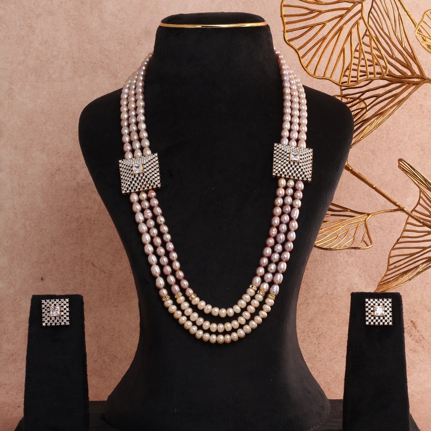 Handcrafted Real Pearls N Stone Brooch Matching Earrings With Certificate(D.No ADPRLS2810)