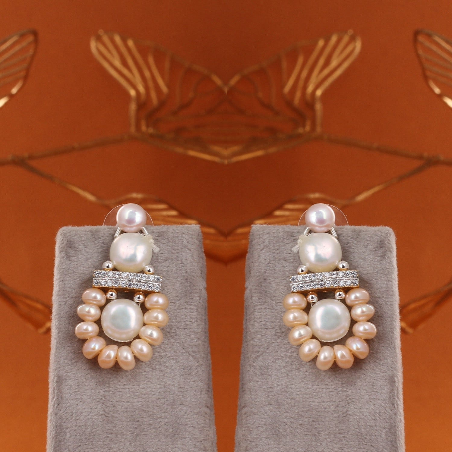 Real Natural Fresh Water Triple String Pearl Set With Certificate(D.No ADPRLS2851)