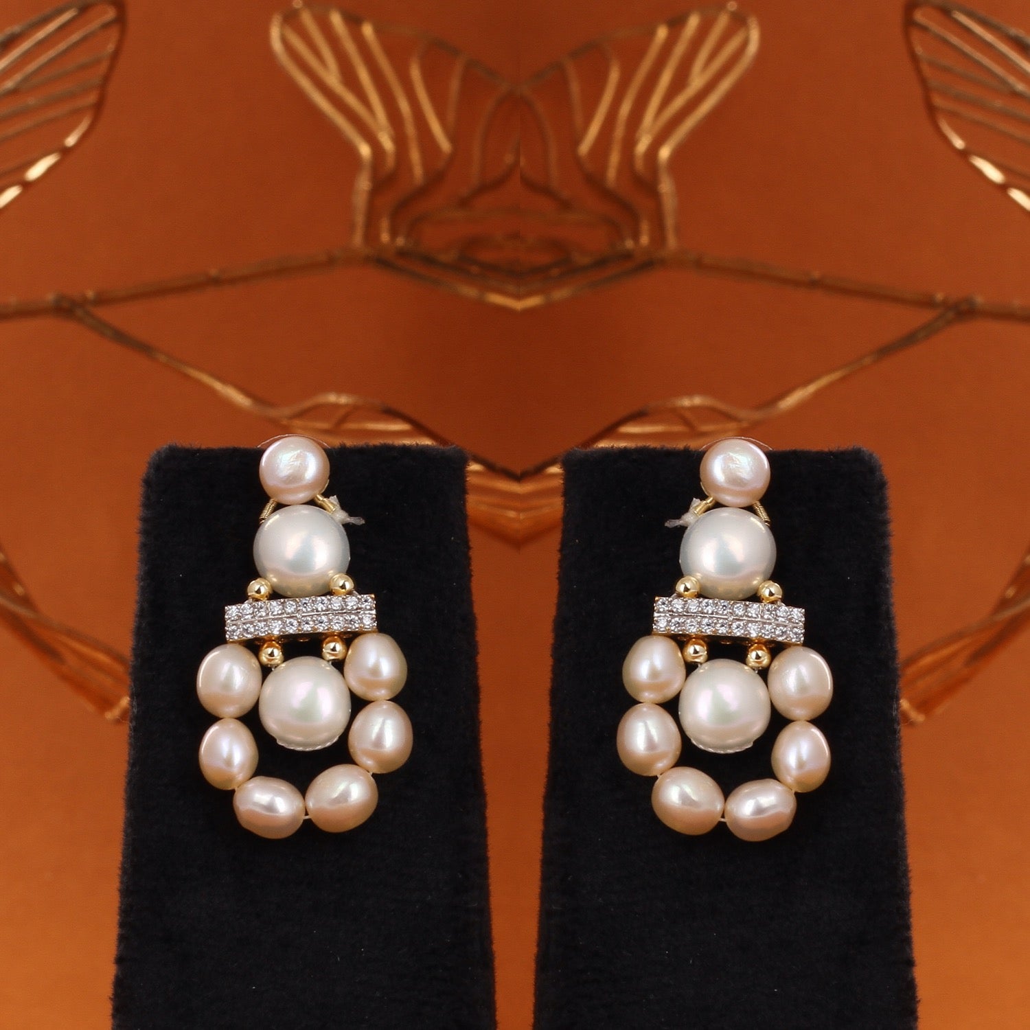 Real Natural Fresh Water Triple String Pearl Set With Certificate(D.No ADPRLS2853)