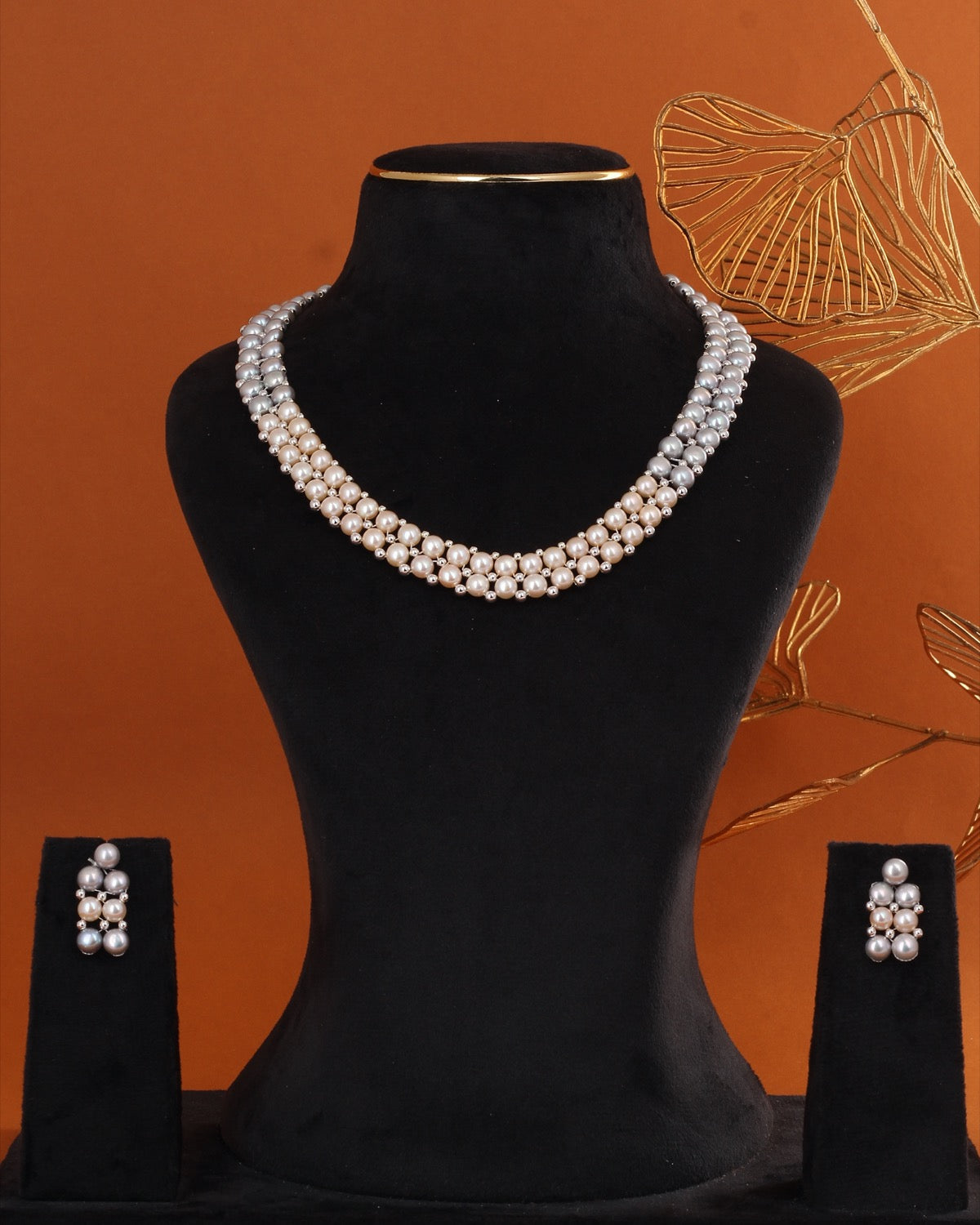 Authentic Real Natural Fresh Water Button Pearl Necklace Set With Certificate(D.No ADPRLS2860)