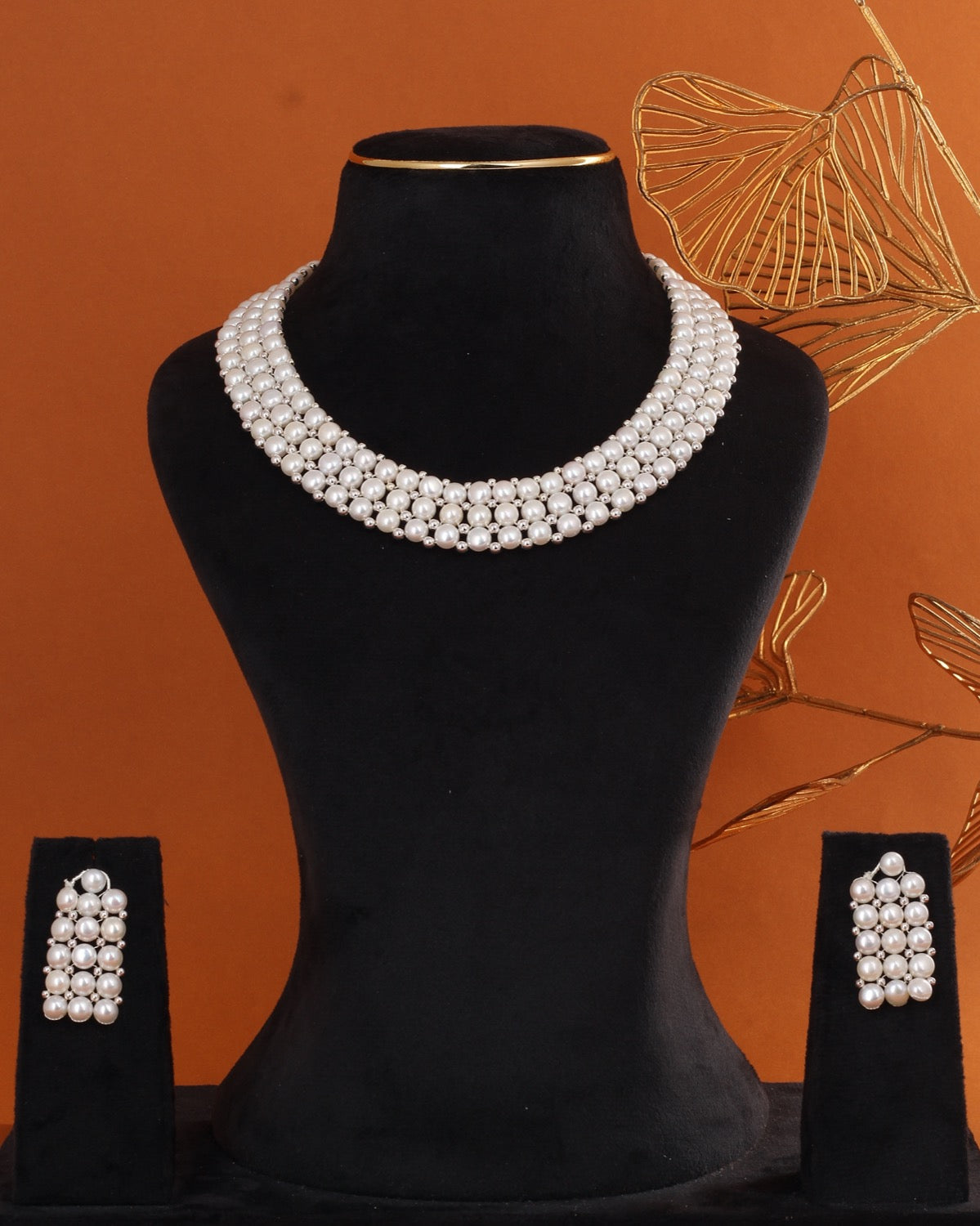 Authentic Real Natural Fresh Water Button Pearl Necklace Set With Certificate(D.No ADPRLS2865)