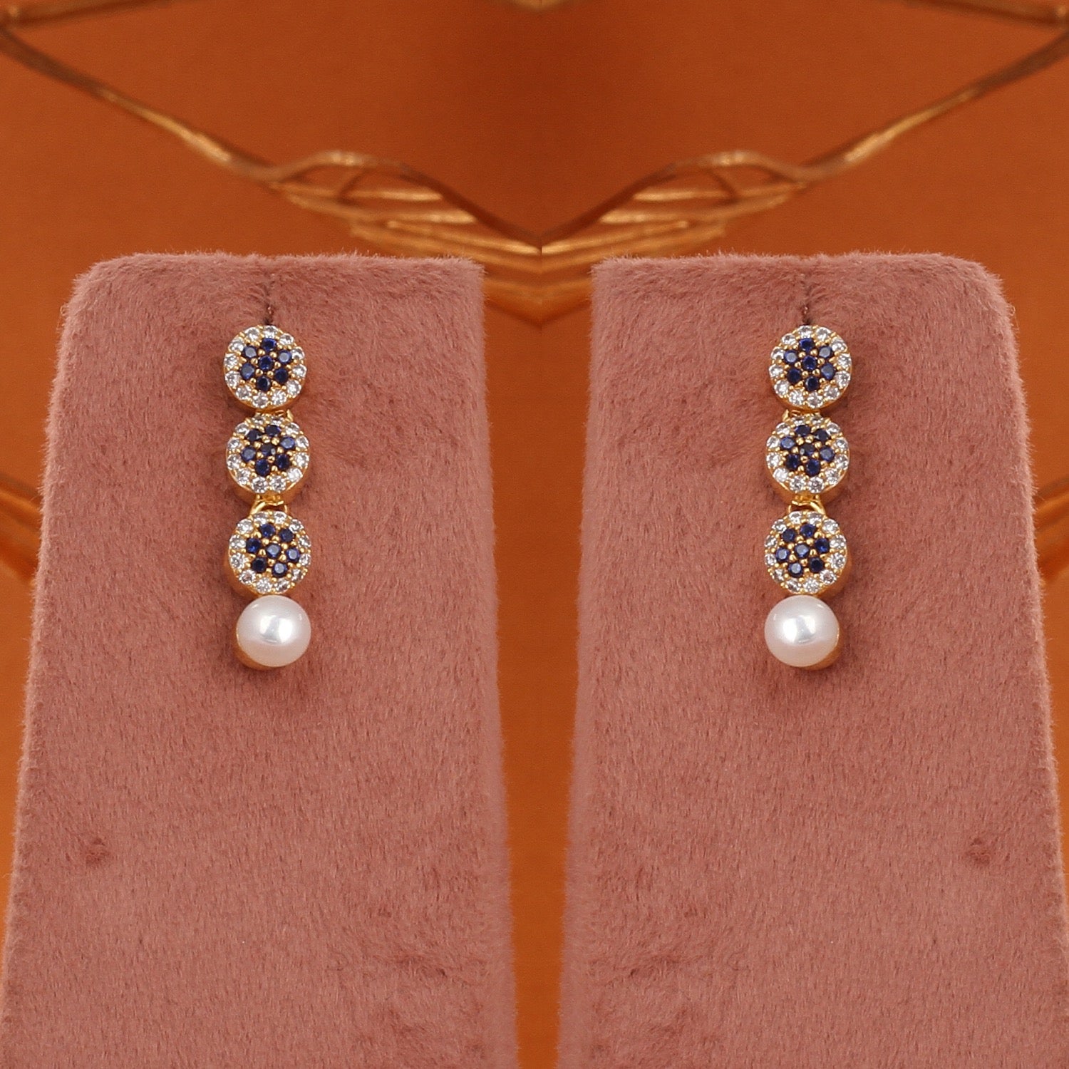 Cz Stone Studded Necklace Set With Real Button Pearls n Certificate(D.No ADPRLS2900)