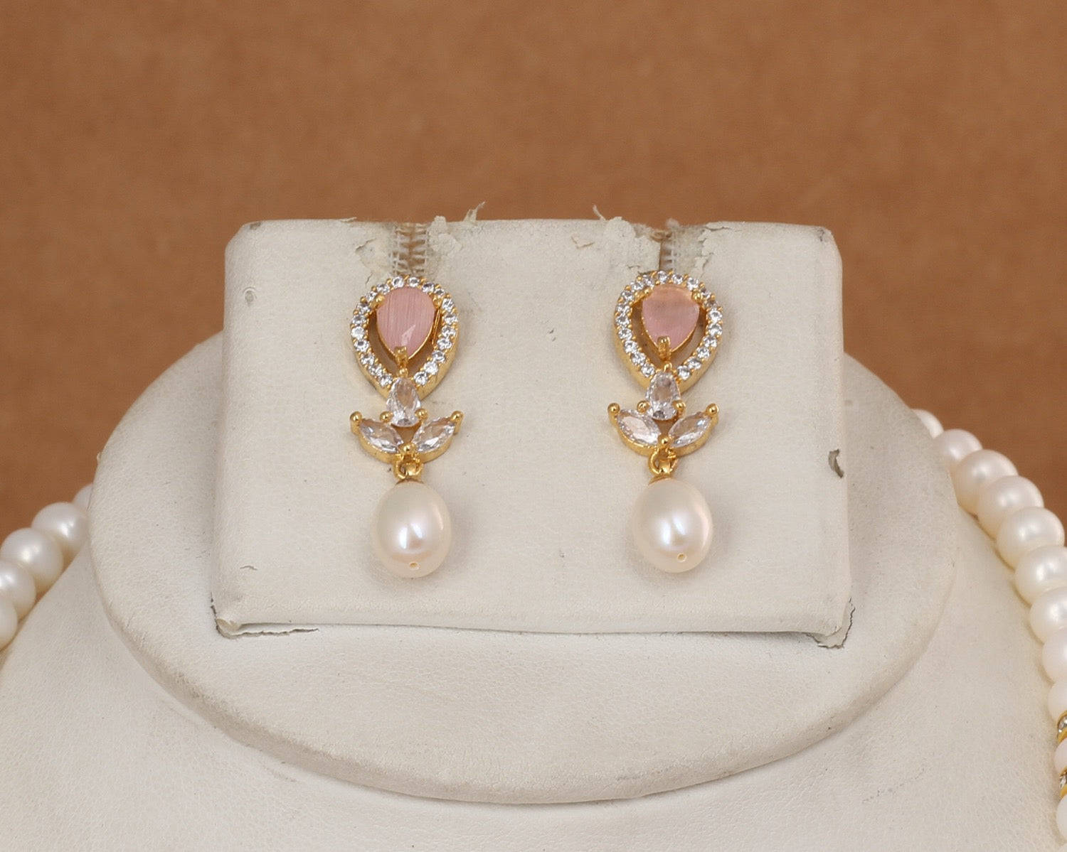 Authentic Natural Freshwater Single String Real Pearl Necklace Set With Certificate(D.No ADPRLS2905)