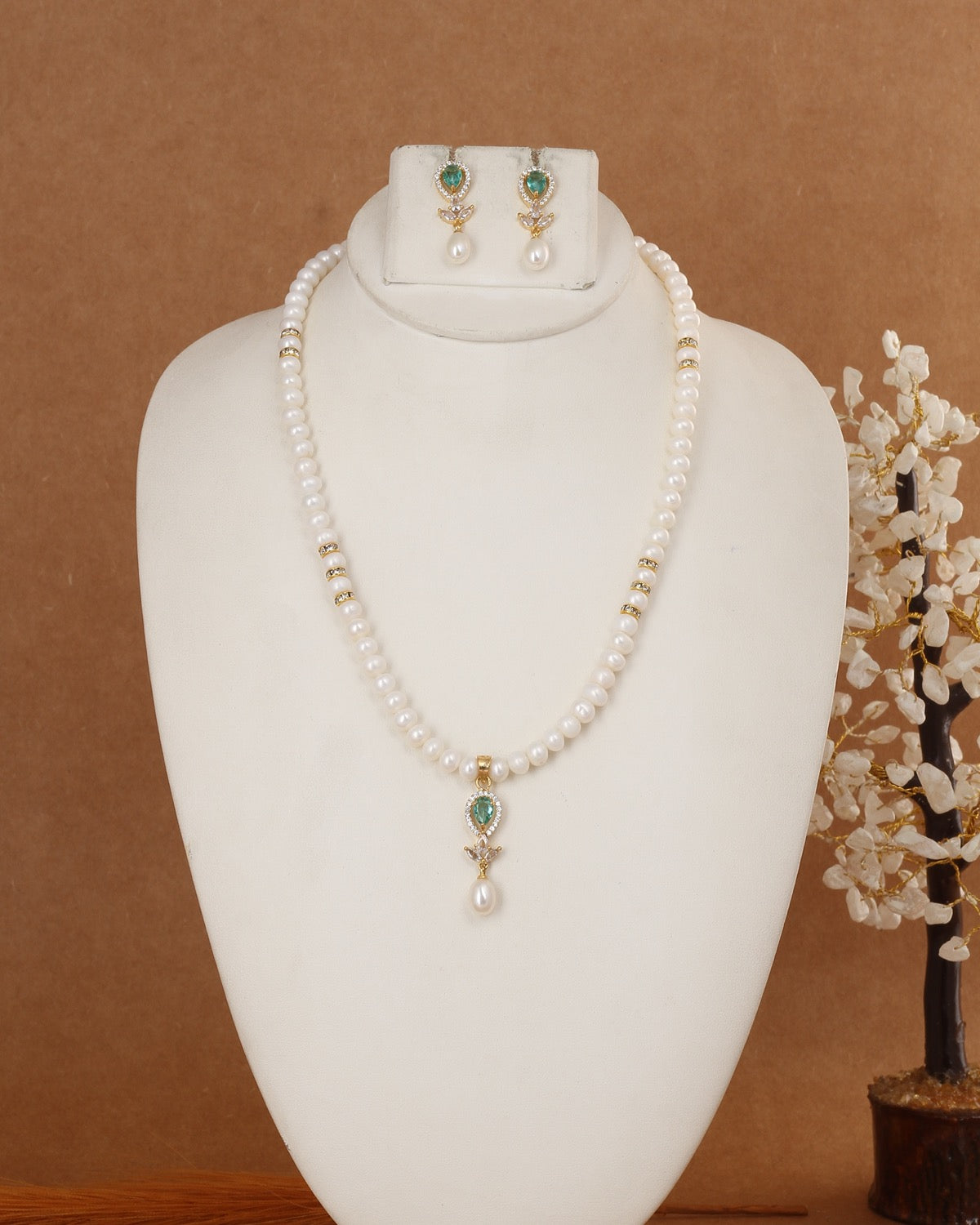 Authentic Natural Freshwater Single String Real Pearl Necklace Set With Certificate(D.No ADPRLS2907)