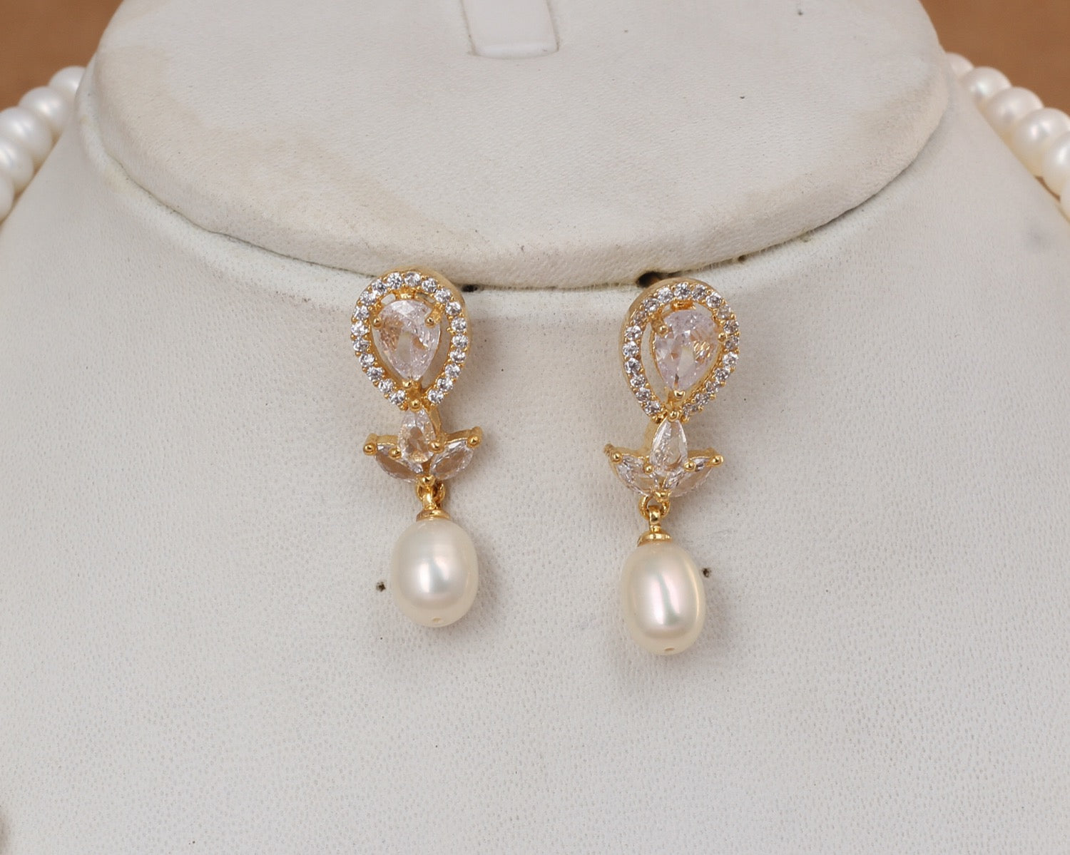 Authentic Natural Freshwater Single String Real Pearl Necklace Set With Certificate(D.No ADPRLS2908)