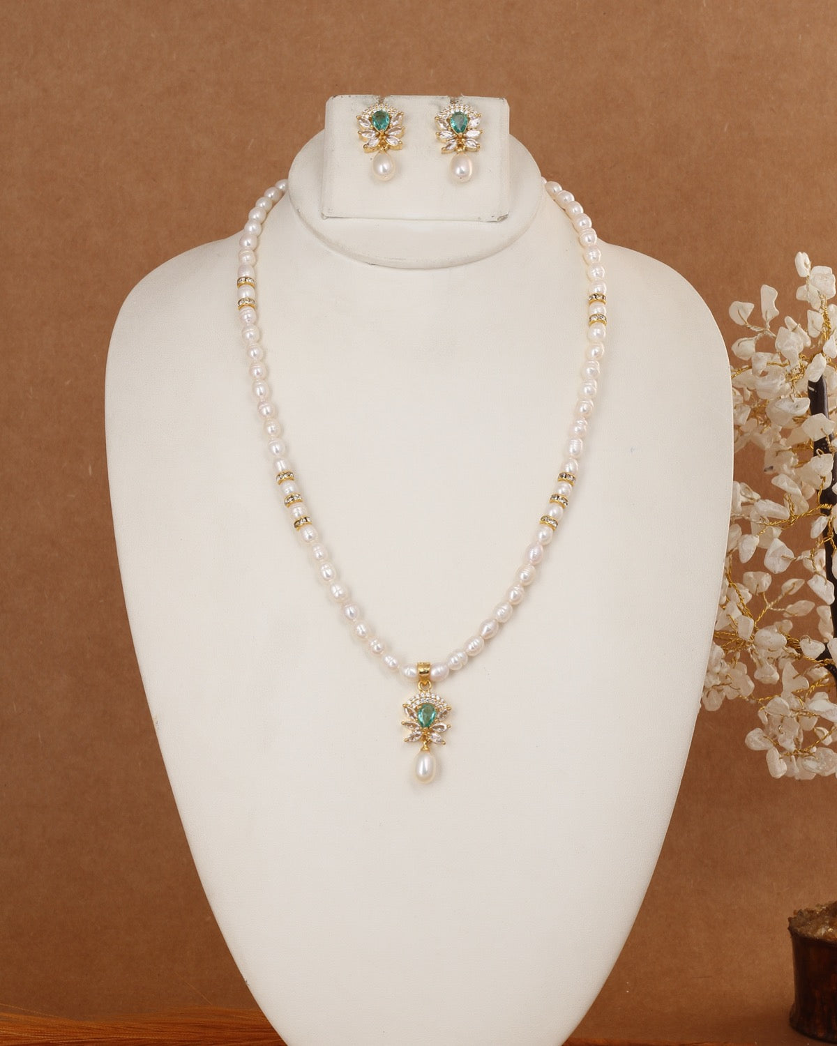 Authentic Natural Freshwater Single String Real Pearl Necklace Set With Certificate(D.No ADPRLS2915)