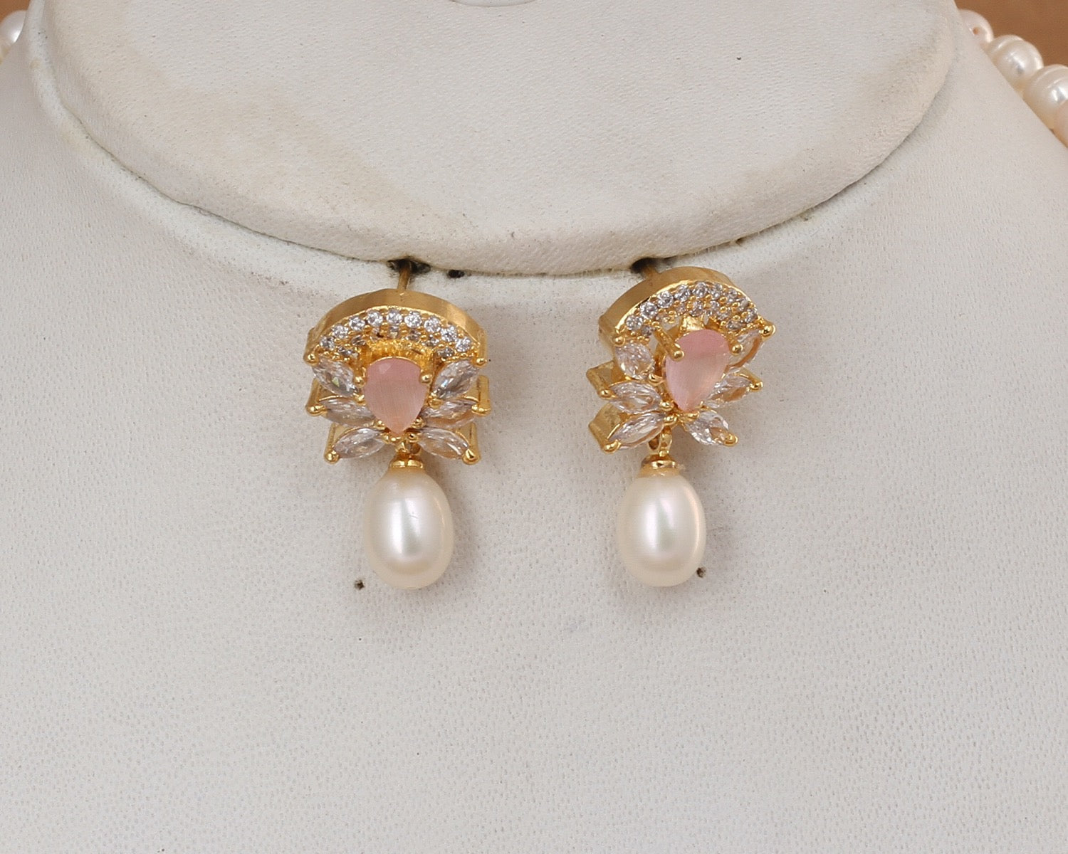 Authentic Natural Freshwater Single String Real Pearl Necklace Set With Certificate(D.No ADPRLS2916)