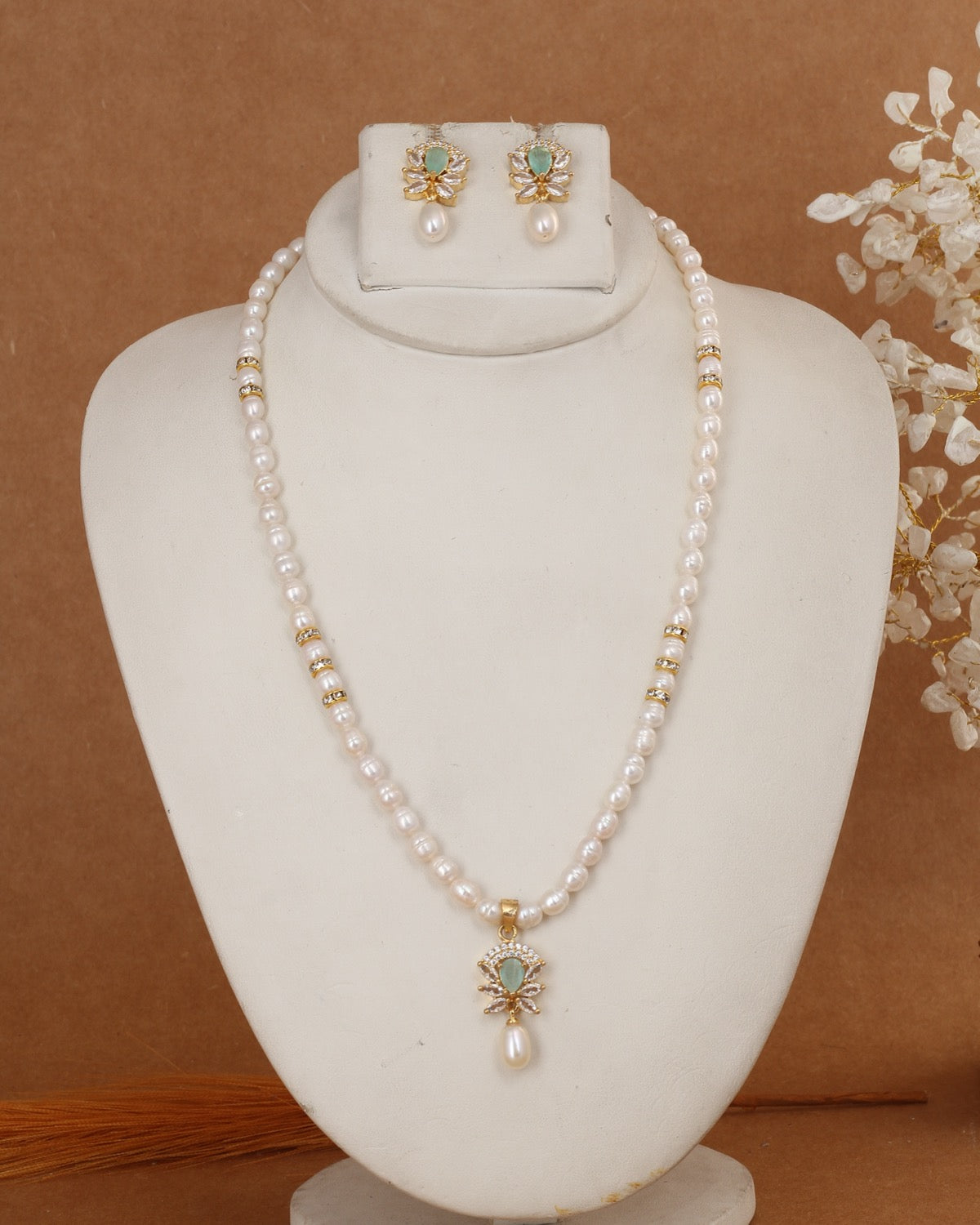 Authentic Natural Freshwater Single String Real Pearl Necklace Set With Certificate(D.No ADPRLS2918)