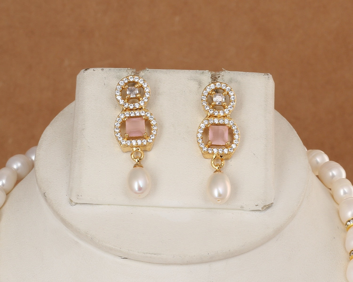 Authentic Natural Freshwater Single String Real Pearl Necklace Set With Certificate(D.No ADPRLS2921)