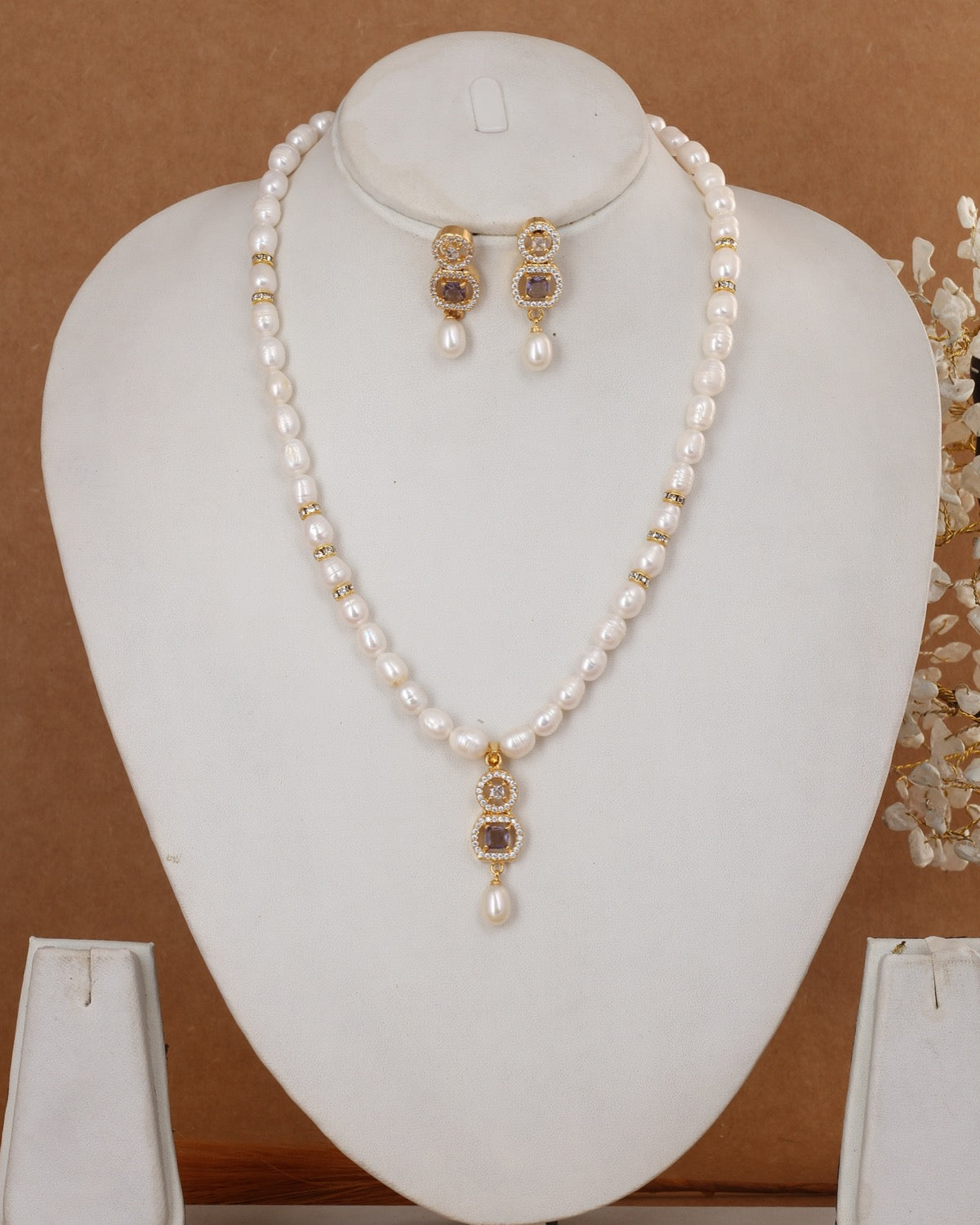 Authentic Natural Freshwater Single String Real Pearl Necklace Set With Certificate(D.No ADPRLS2922)