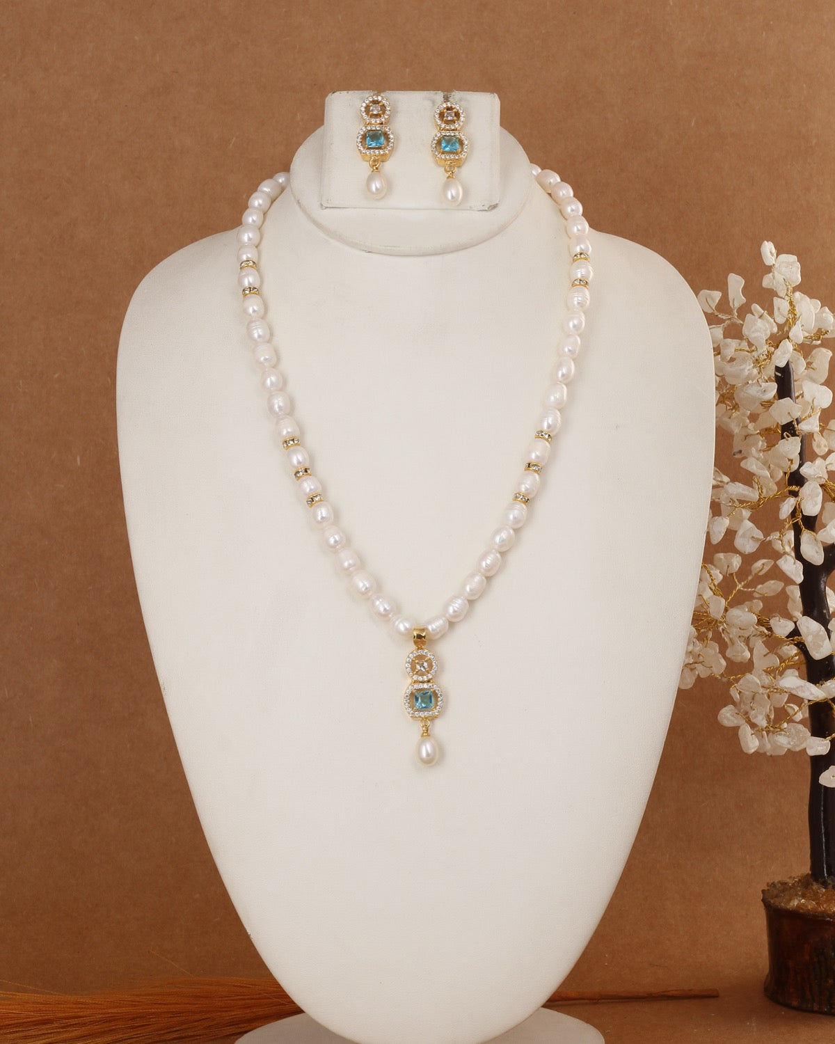 Authentic Natural Freshwater Single String Real Pearl Necklace Set With Certificate(D.No ADPRLS2923)