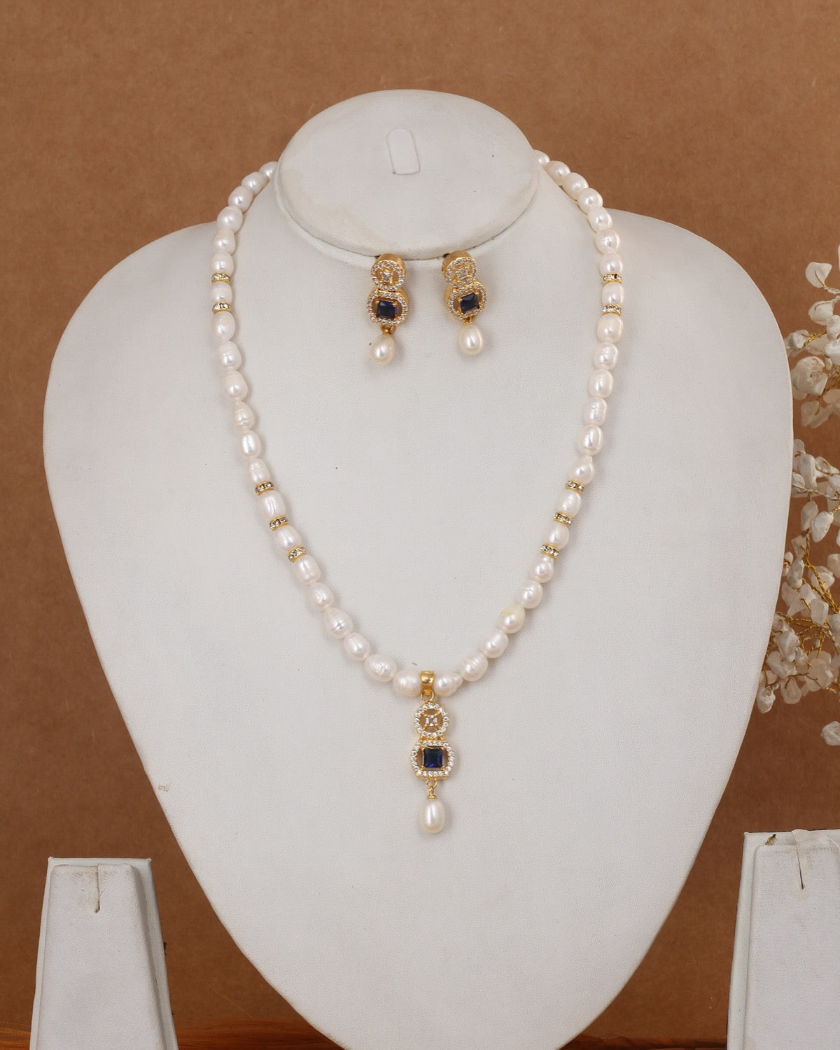 Authentic Natural Freshwater Single String Real Pearl Necklace Set With Certificate(D.No ADPRLS2924)