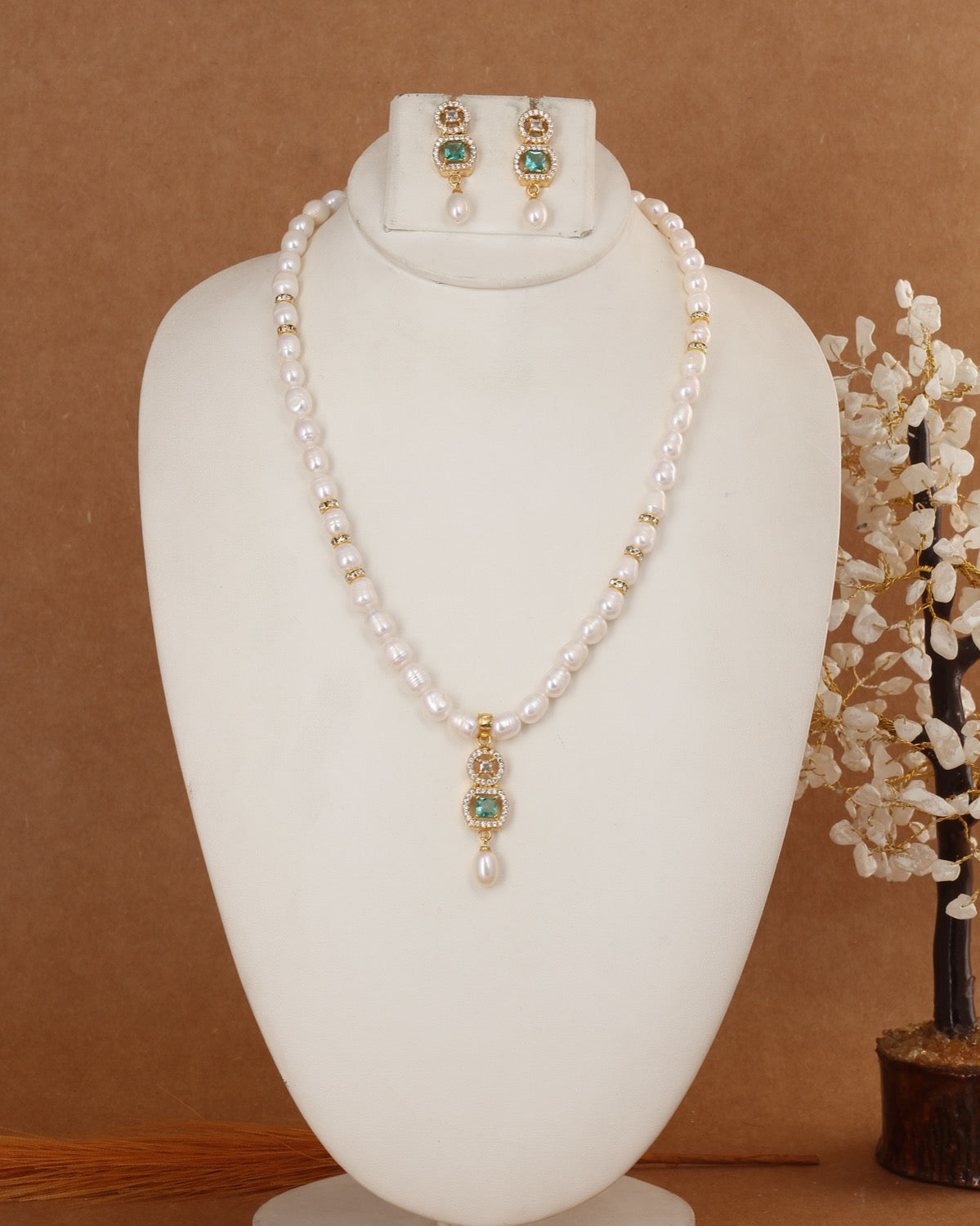 Authentic Natural Freshwater Single String Real Pearl Necklace Set With Certificate(D.No ADPRLS2928)